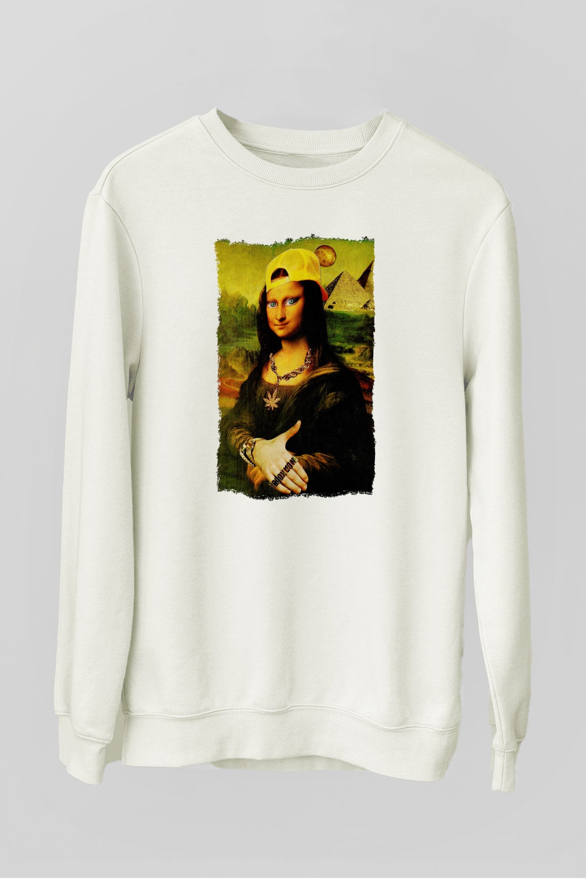 Mona Lisa Beyaz Unisex Sweatshirt