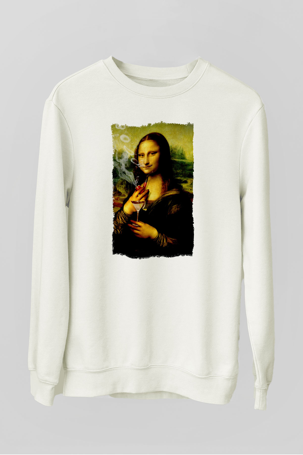 Mona Lisa Beyaz Unisex Sweatshirt