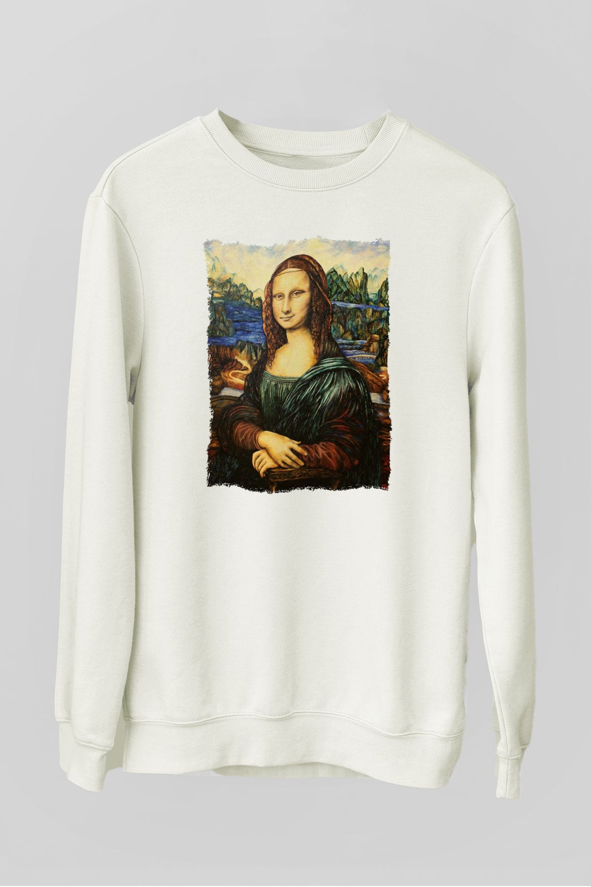 Mona Lisa Beyaz Unisex Sweatshirt