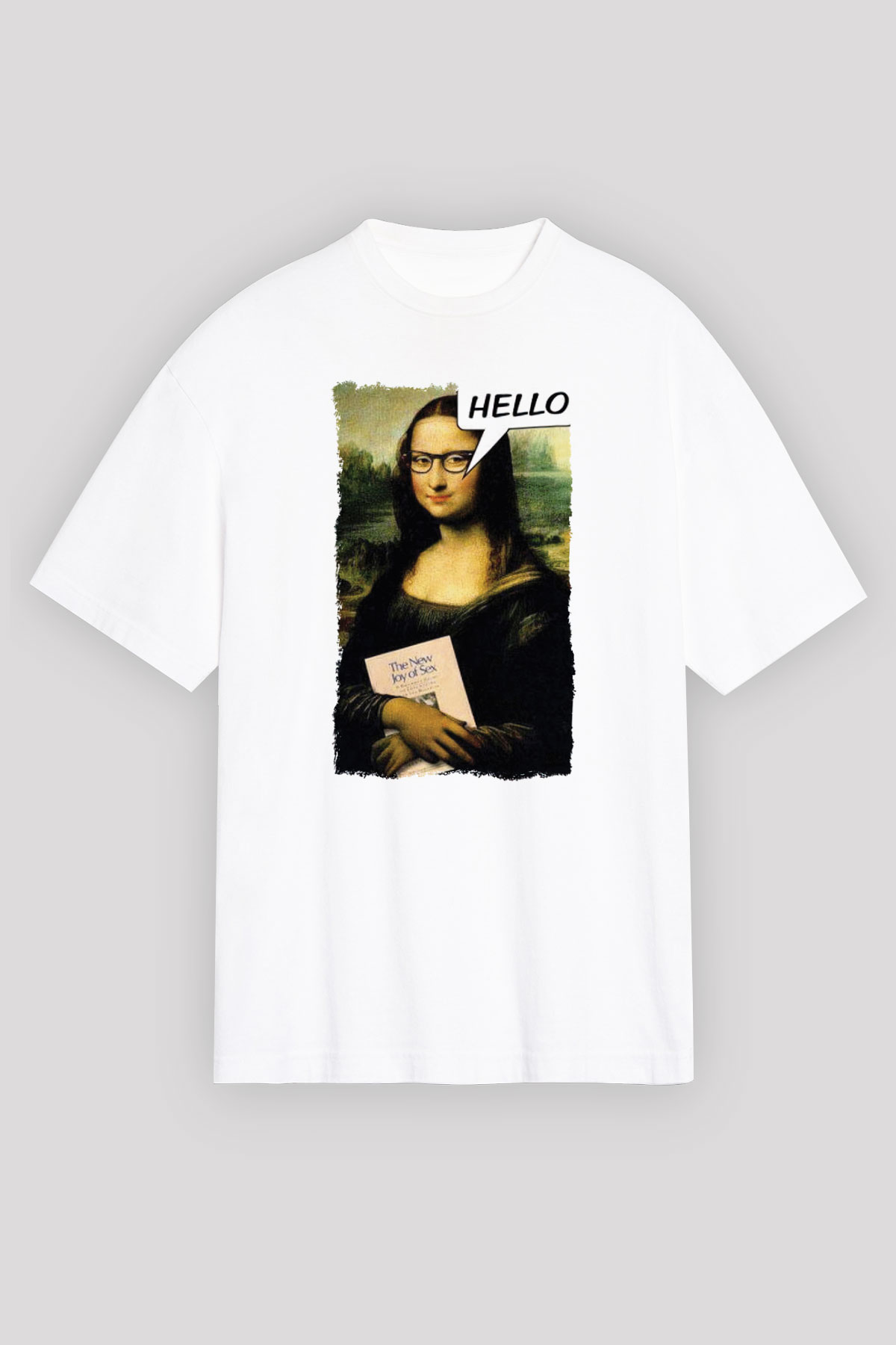 Mona Lisa Beyaz Unisex Tişört T-Shirt - TişörtFabrikası