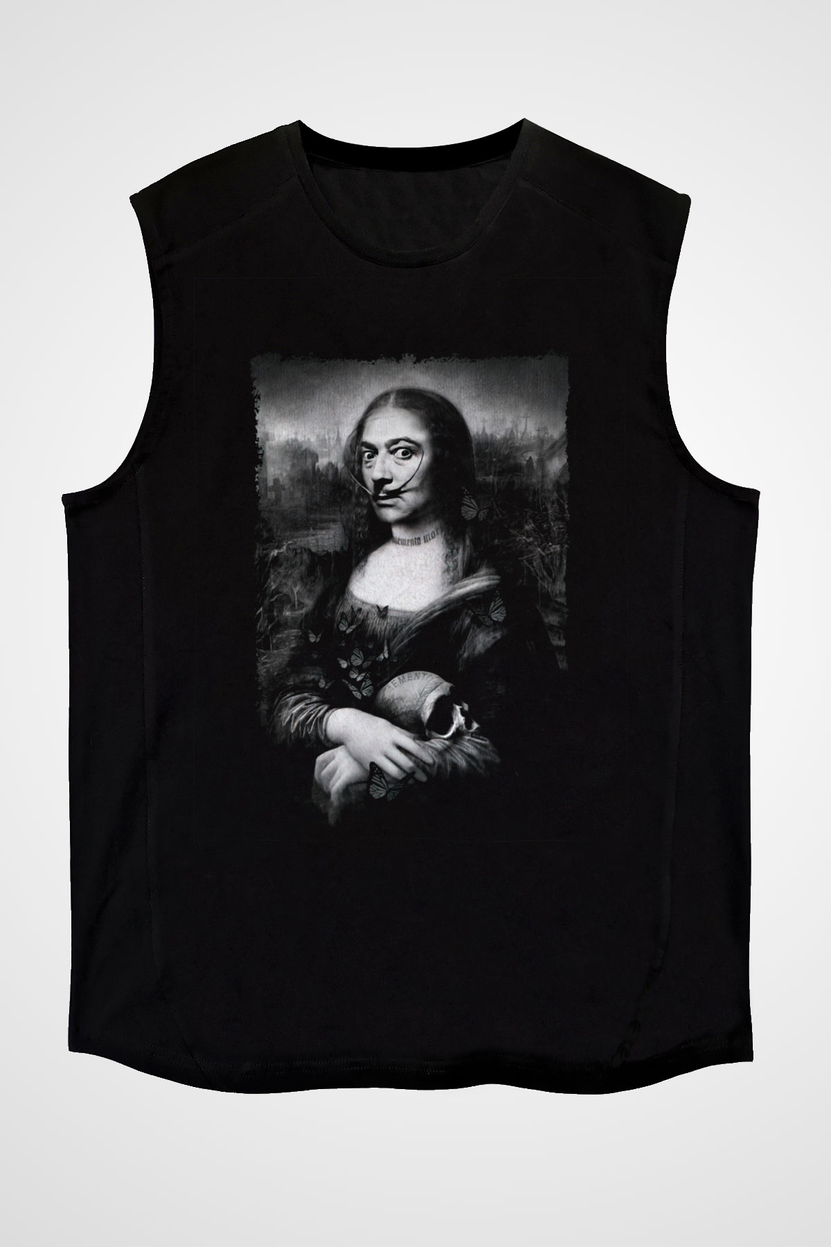 Mona Lisa Siyah Unisex Kolsuz Tişört