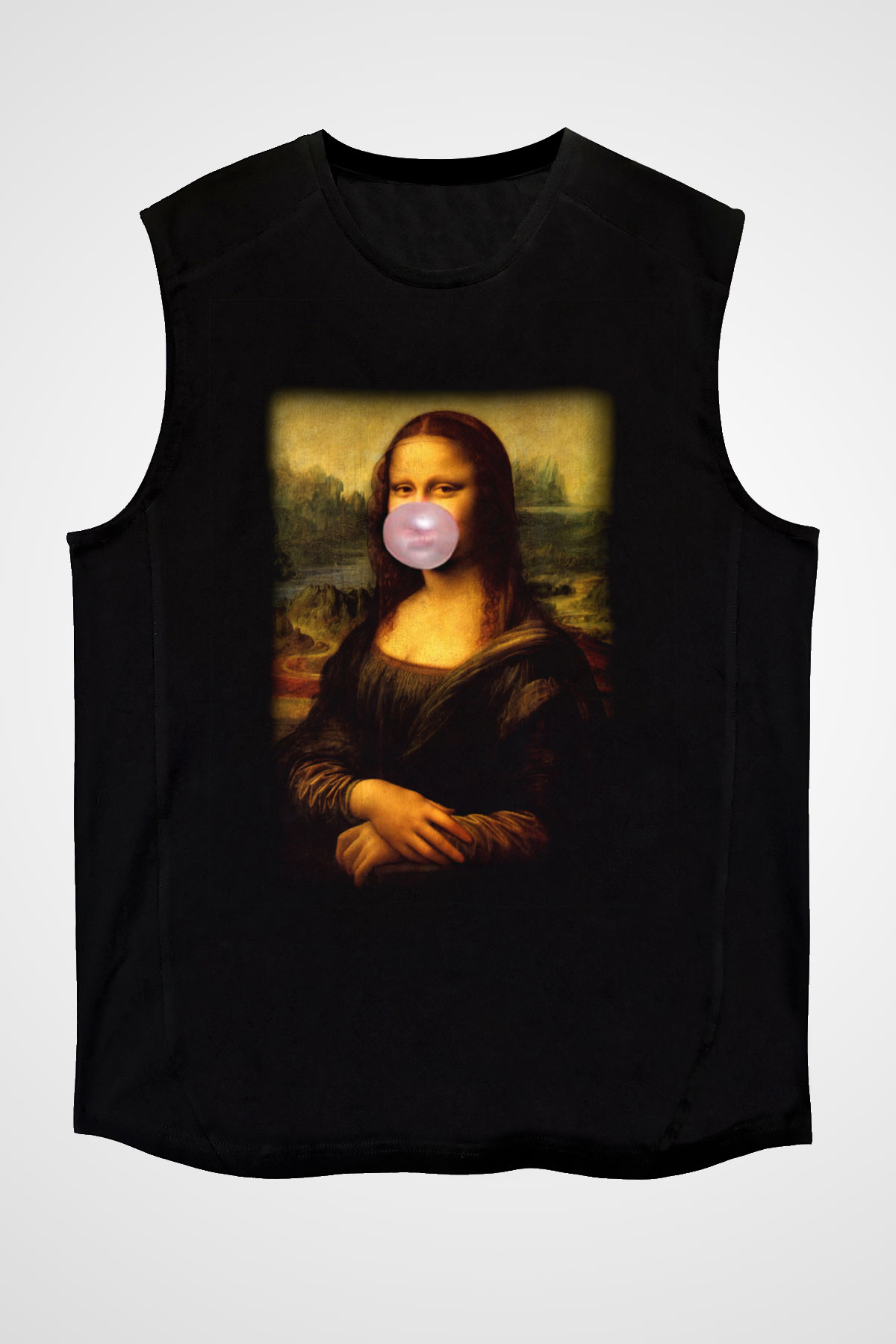 Mona Lisa Siyah Unisex Kolsuz Tişört