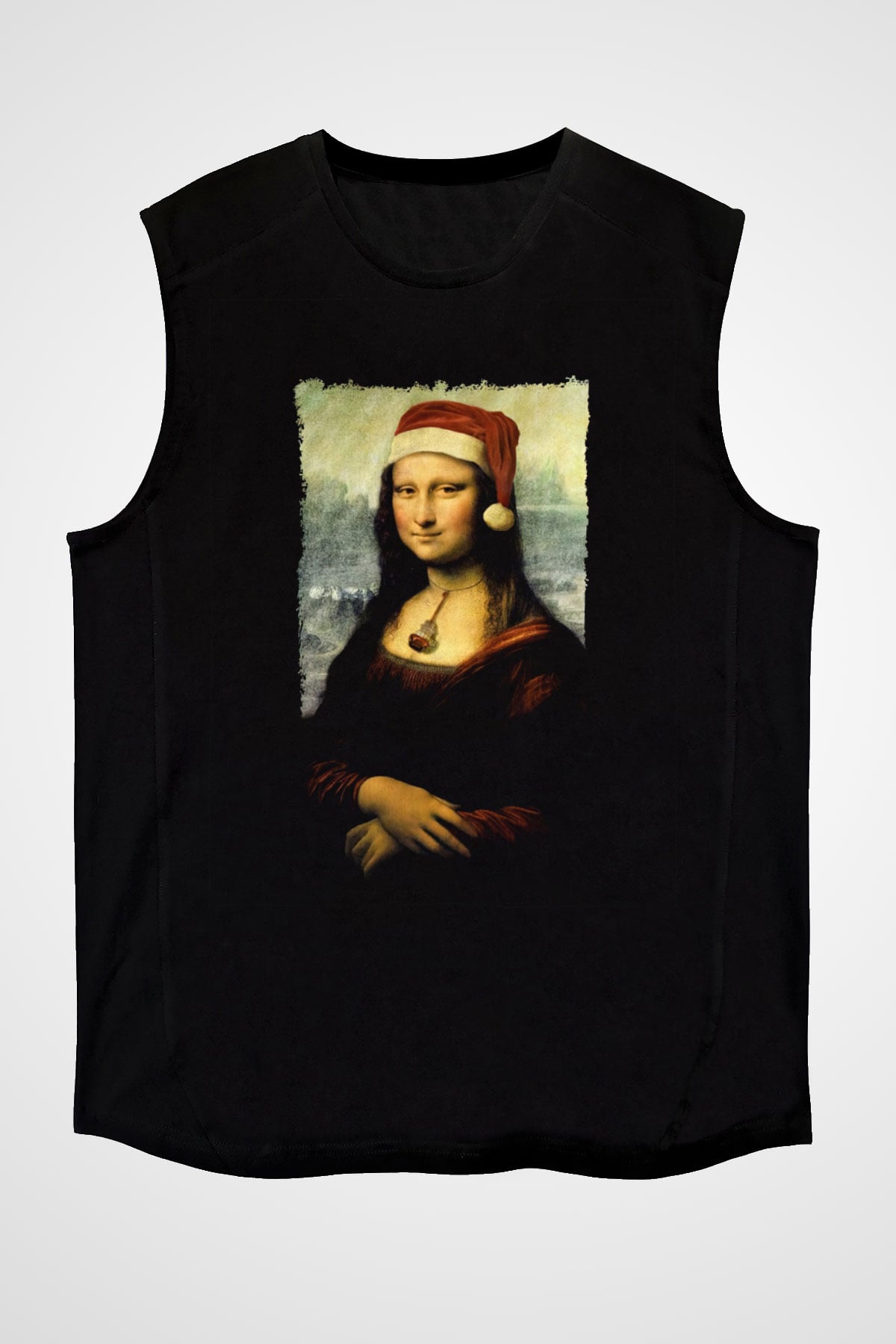 Mona Lisa Siyah Unisex Kolsuz Tişört