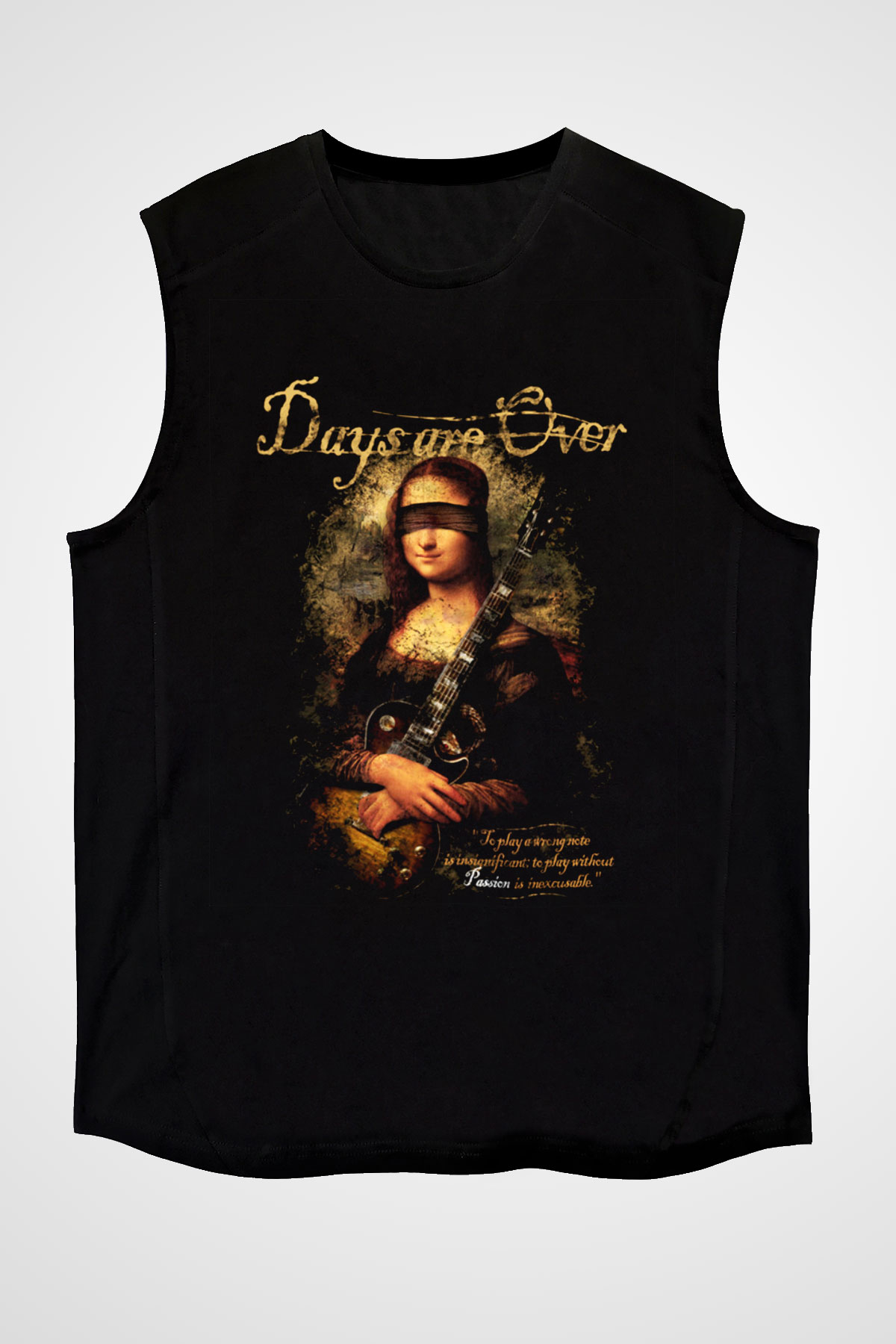 Mona Lisa Siyah Unisex Kolsuz Tişört