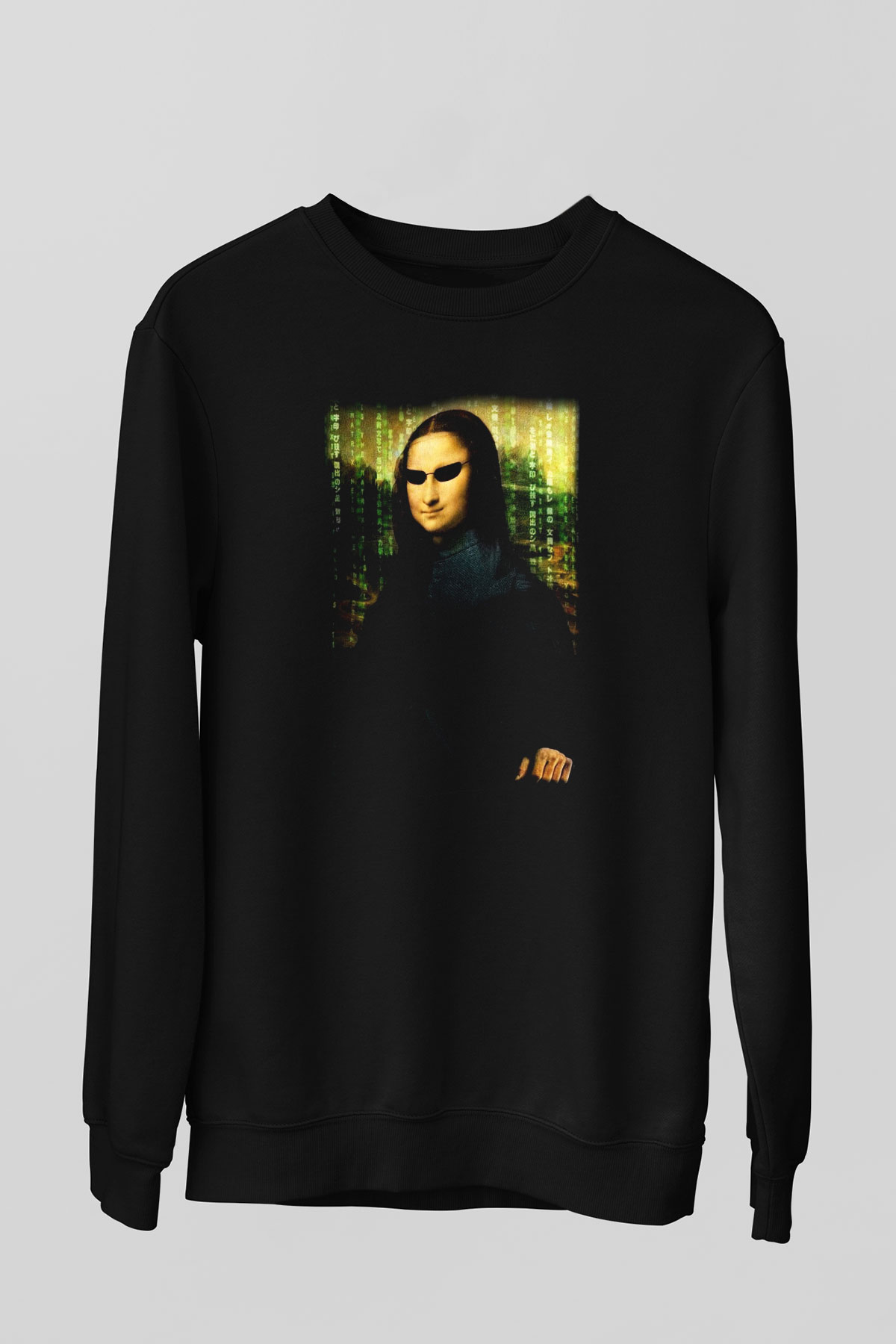 Mona Lisa Siyah Unisex Sweatshirt