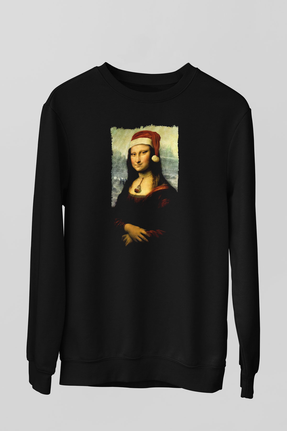 Mona Lisa Siyah Unisex Sweatshirt
