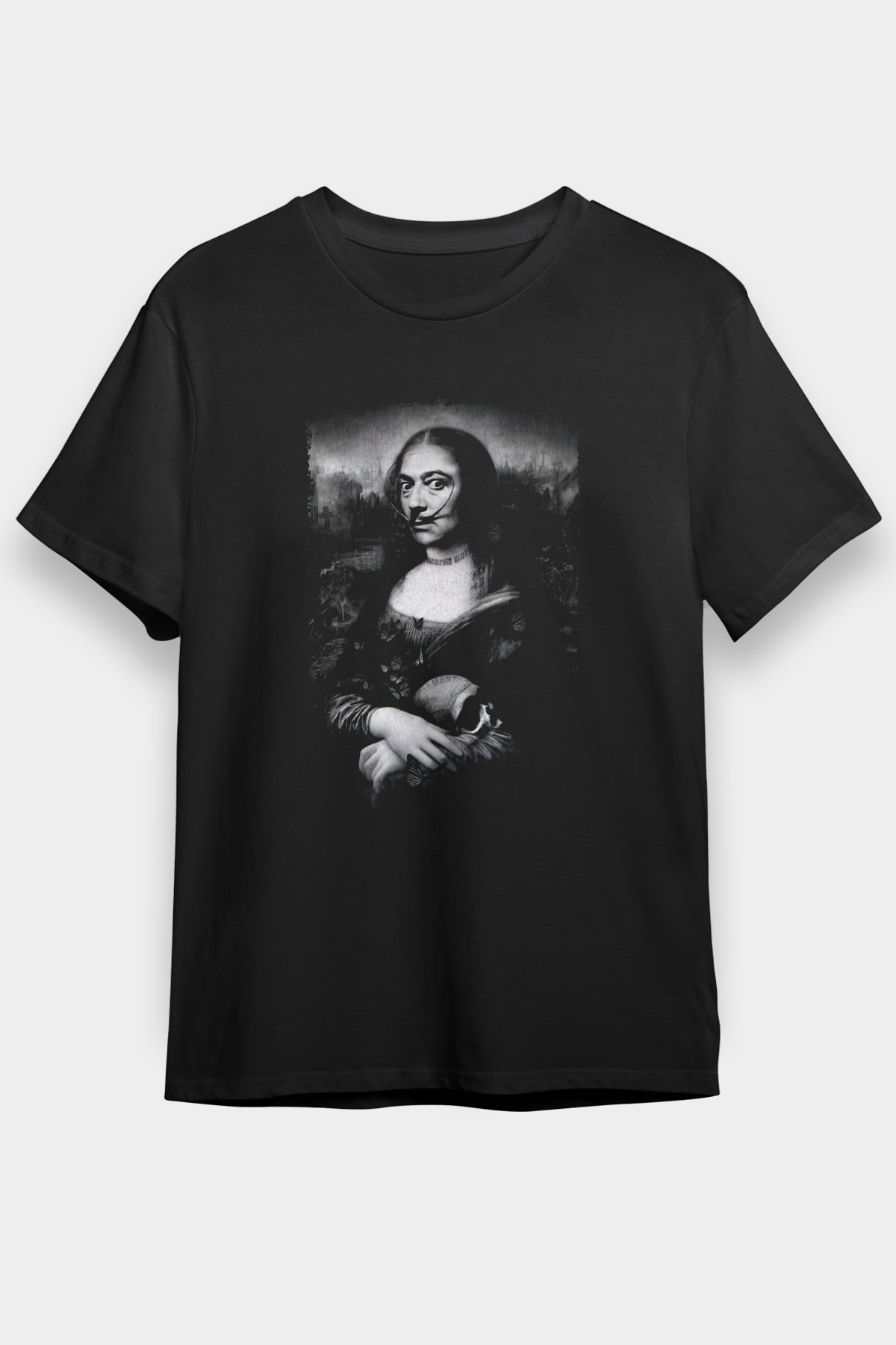 Mona Lisa Siyah Unisex Tişört T-Shirt - TişörtFabrikası