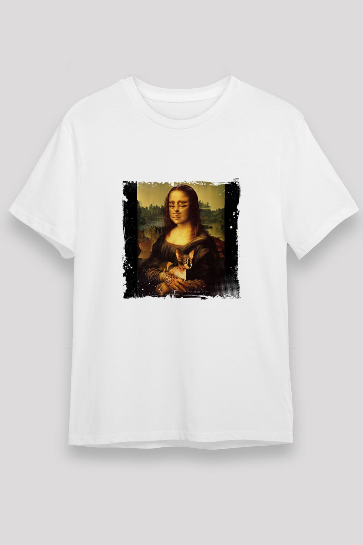 Mona Lisa Unisex Baskılı Beyaz Tişört