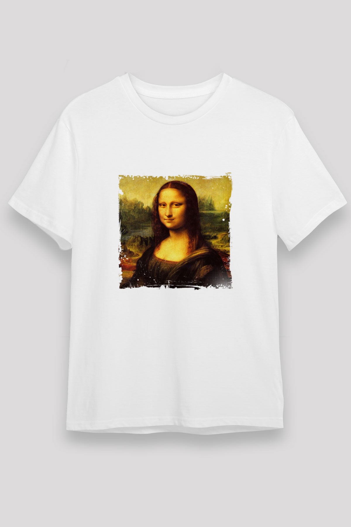 Mona Lisa Unisex Baskılı Beyaz Tişört