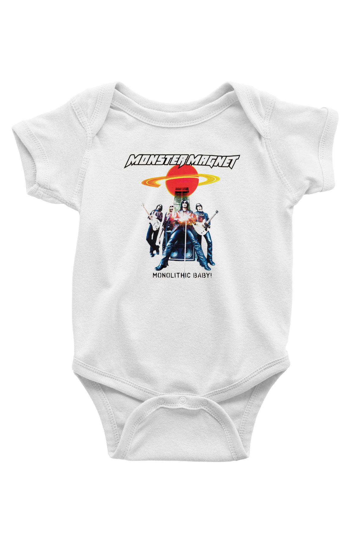 Monster Magnet Baskılı Beyaz Unisex Bebek Body - Zıbın