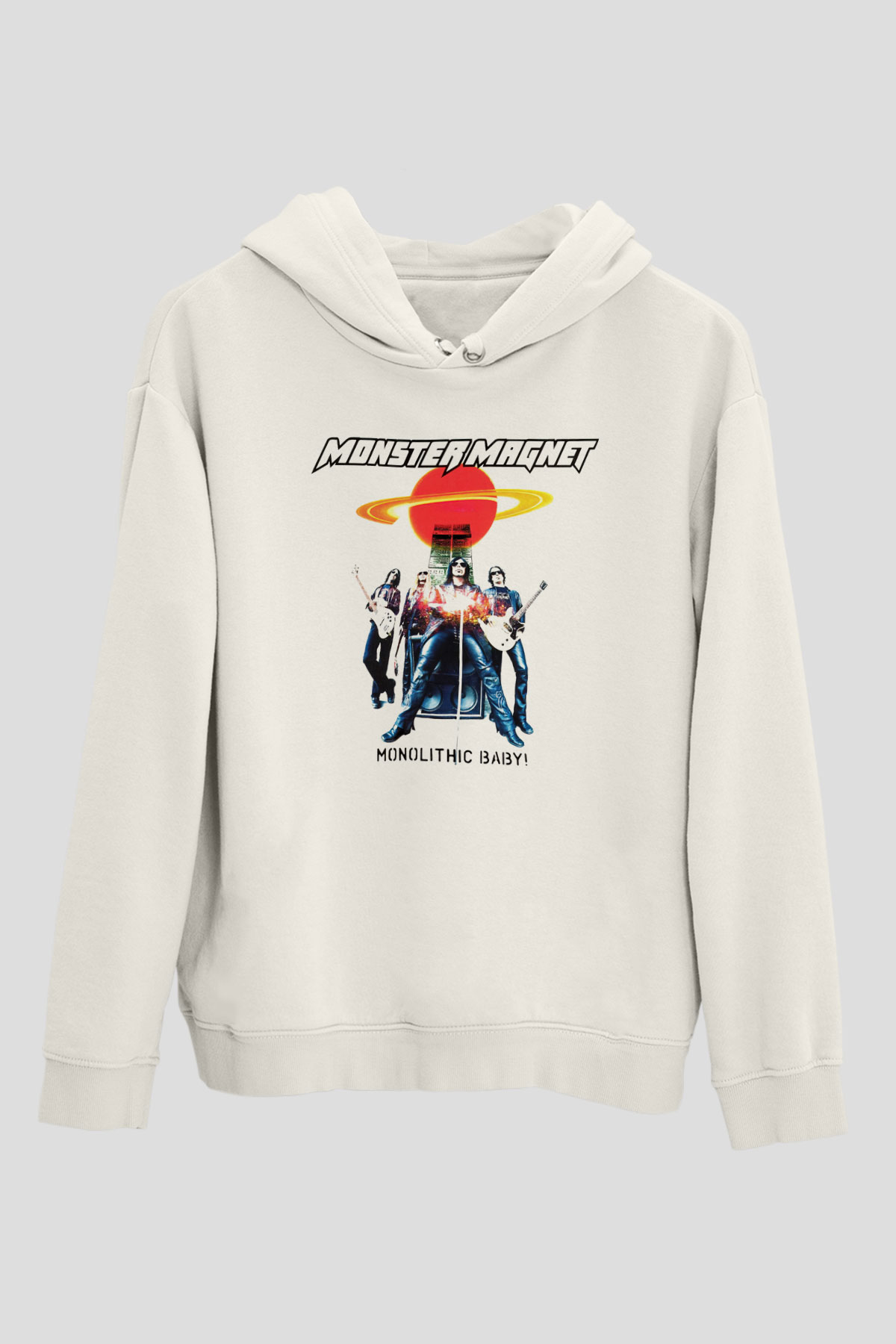 Monster Magnet Beyaz Unisex Kapşonlu Sweatshirt