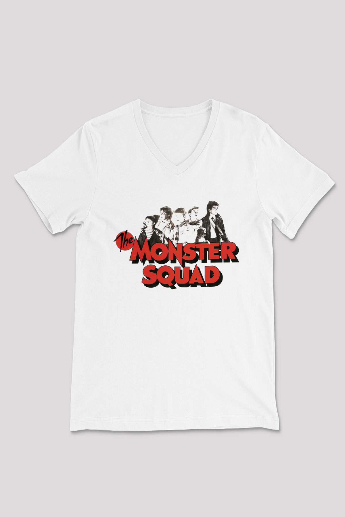 Monster Squad Beyaz Unisex V Yaka Tişört