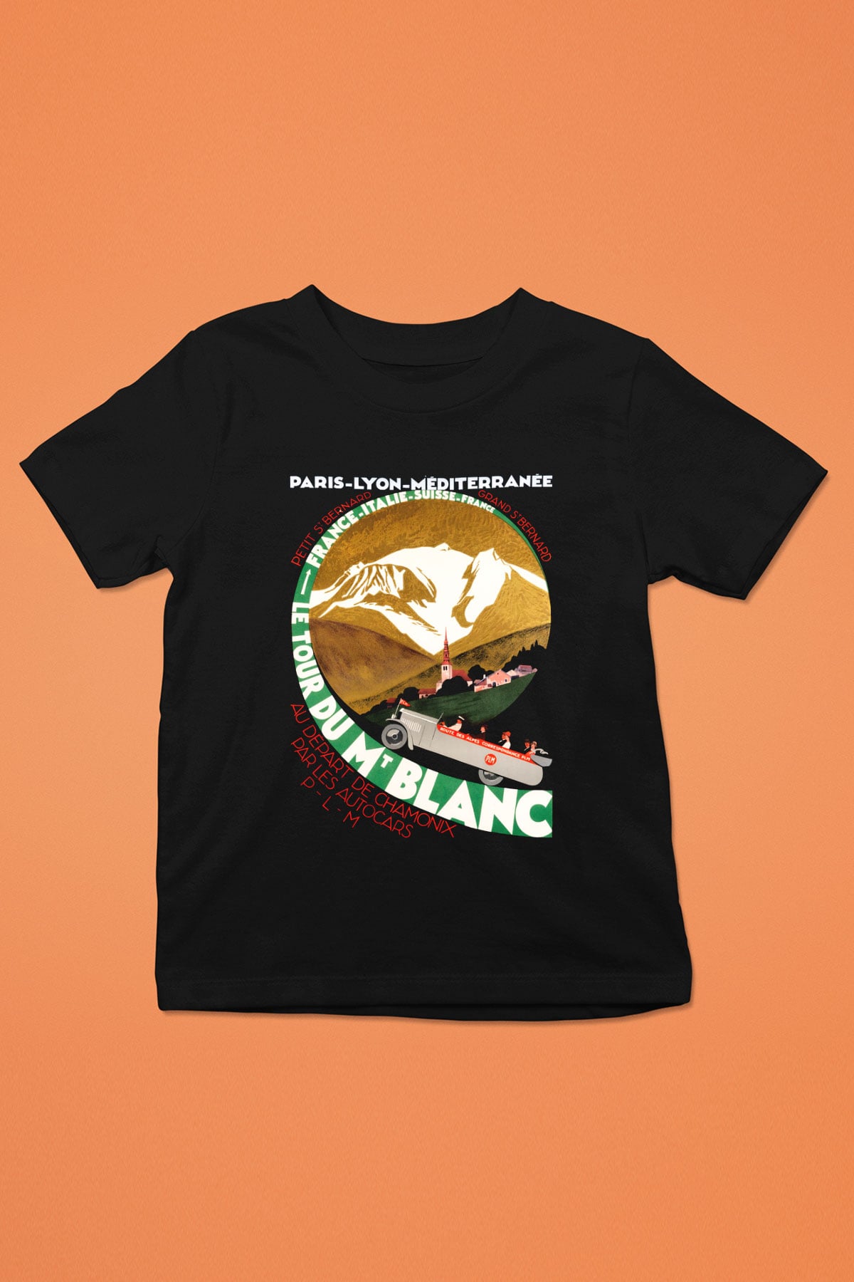 Mont Blanc Baskılı Siyah Unisex Çocuk Tişört