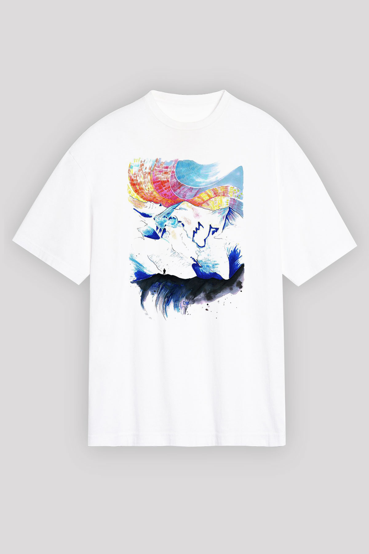 Mont Blanc Beyaz Unisex Oversize Tişört T-Shirt