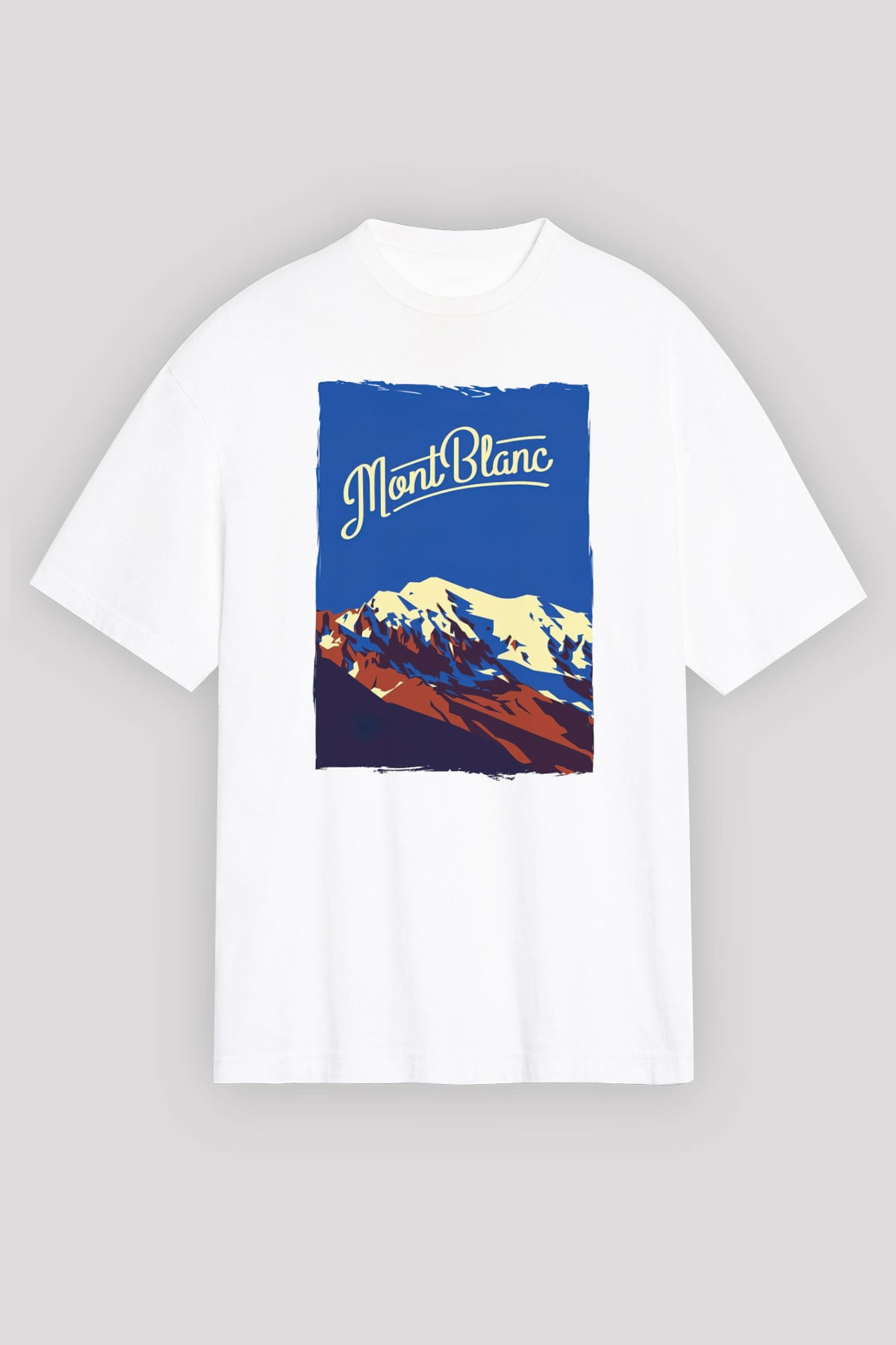 Mont Blanc Beyaz Unisex Tişört T-Shirt - TişörtFabrikası