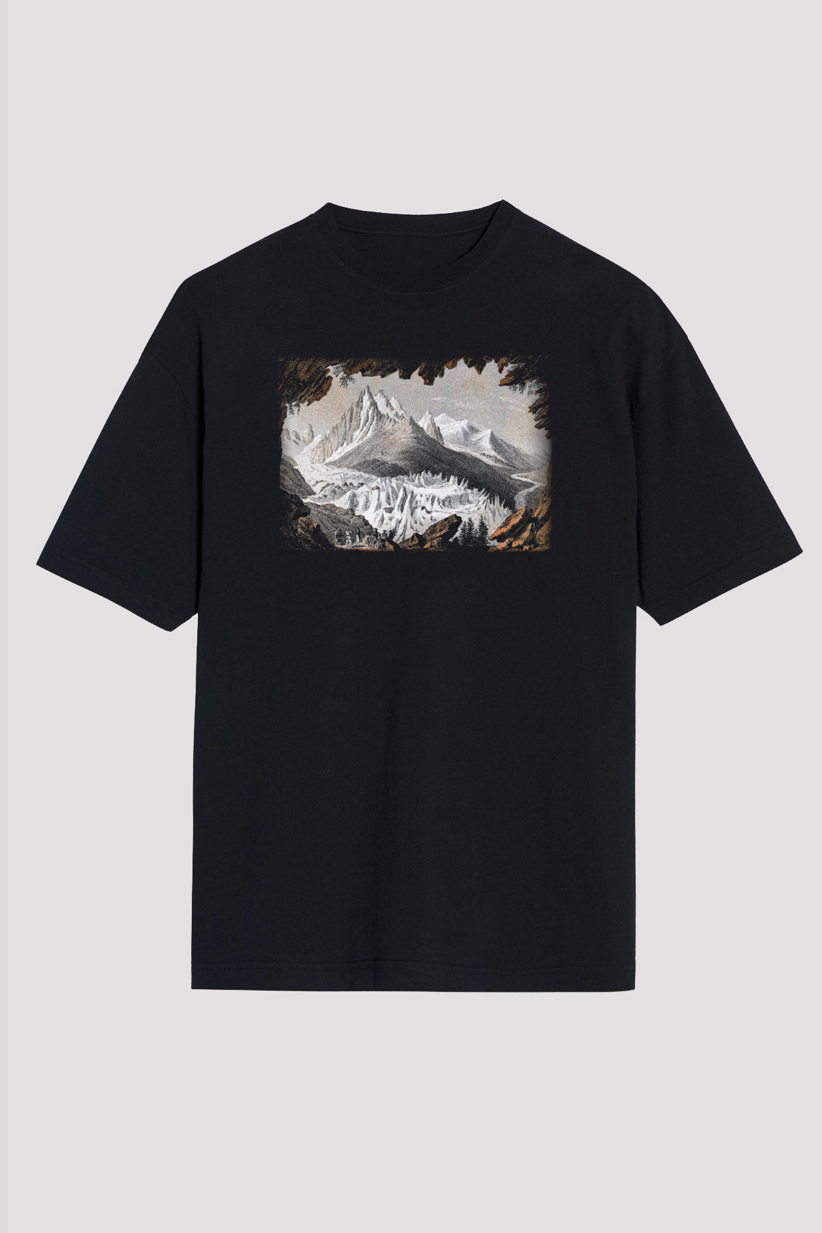 Mont Blanc Siyah Unisex Oversize Tişört T-Shirt