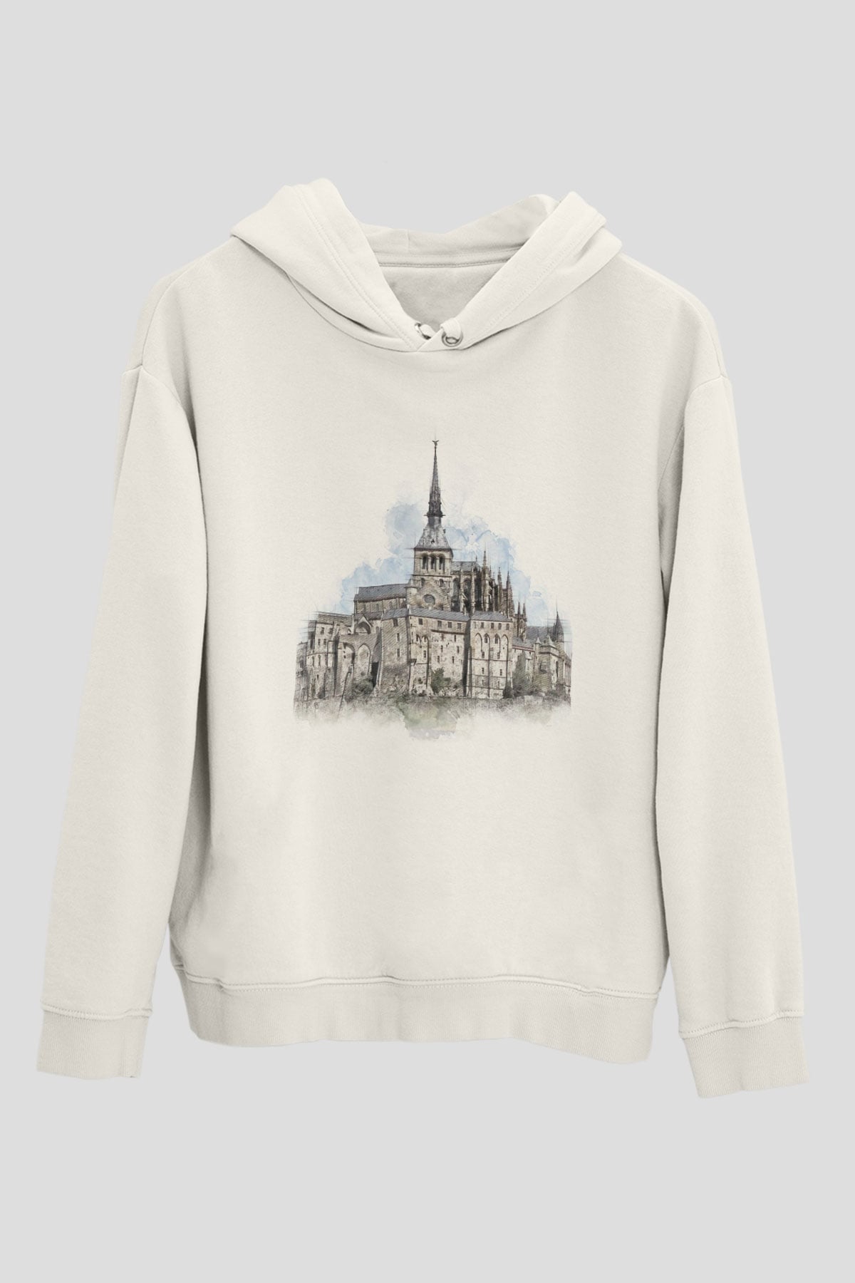 Mont Saint-Michel Beyaz Unisex Hoodie