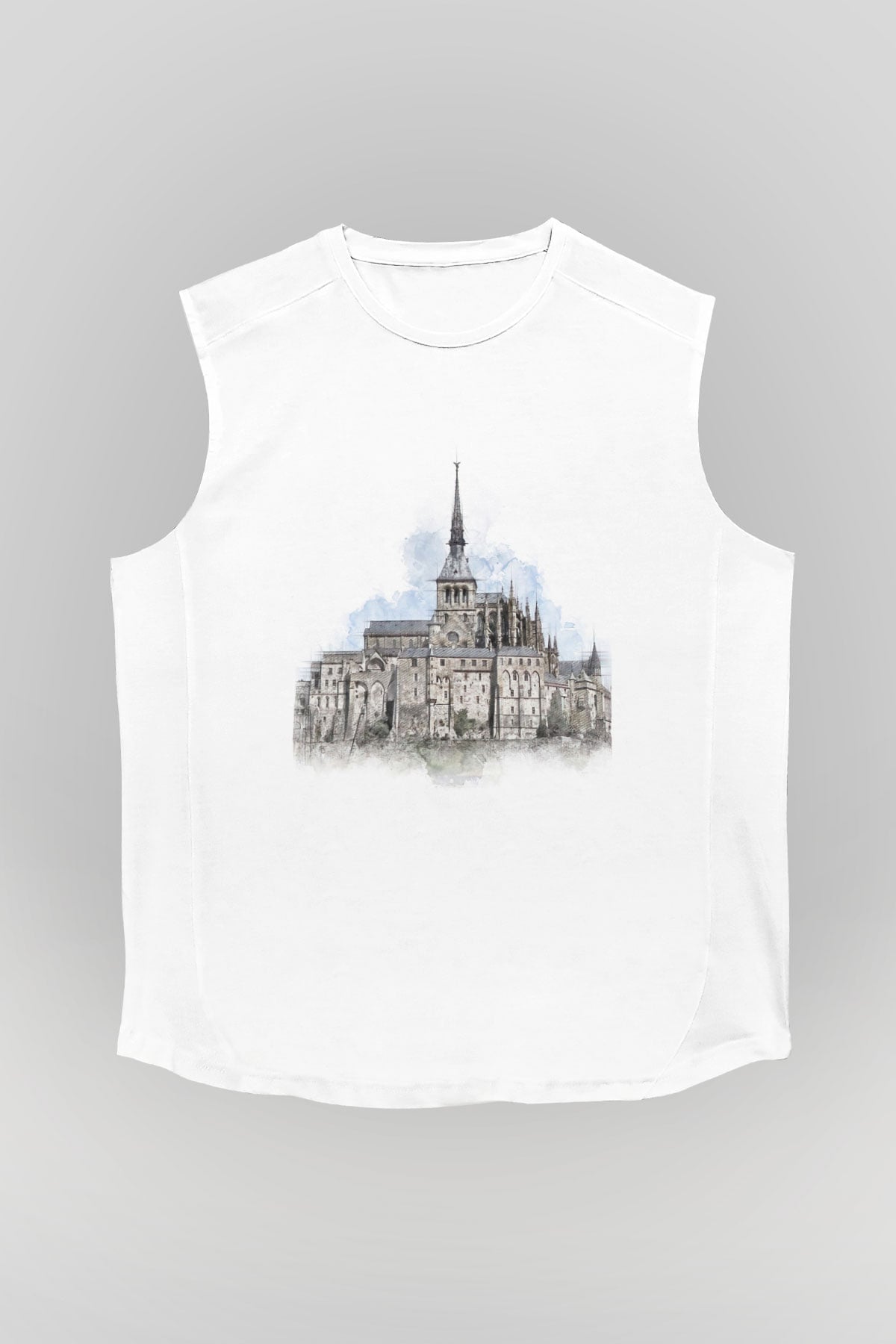 Mont Saint-Michel Beyaz Unisex Kolsuz Tişört