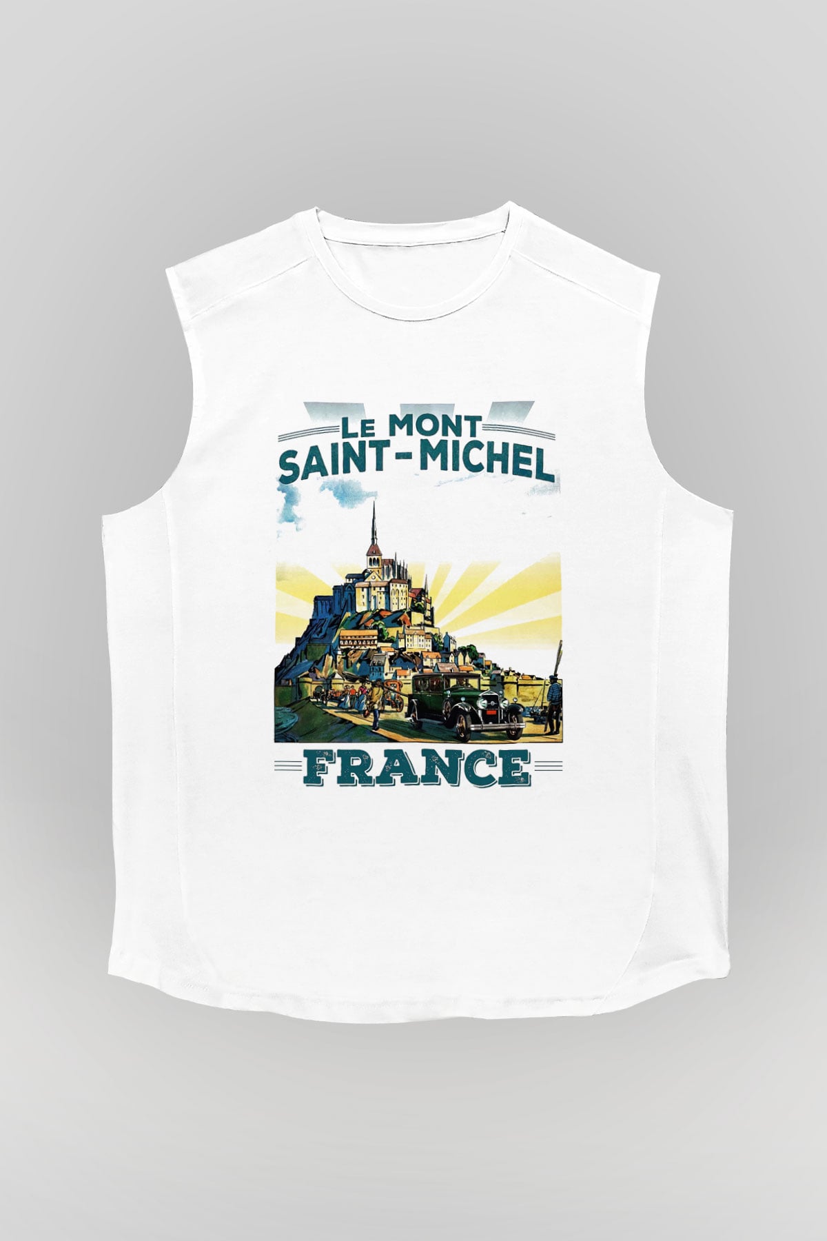 Mont Saint-Michel Beyaz Unisex Kolsuz Tişört