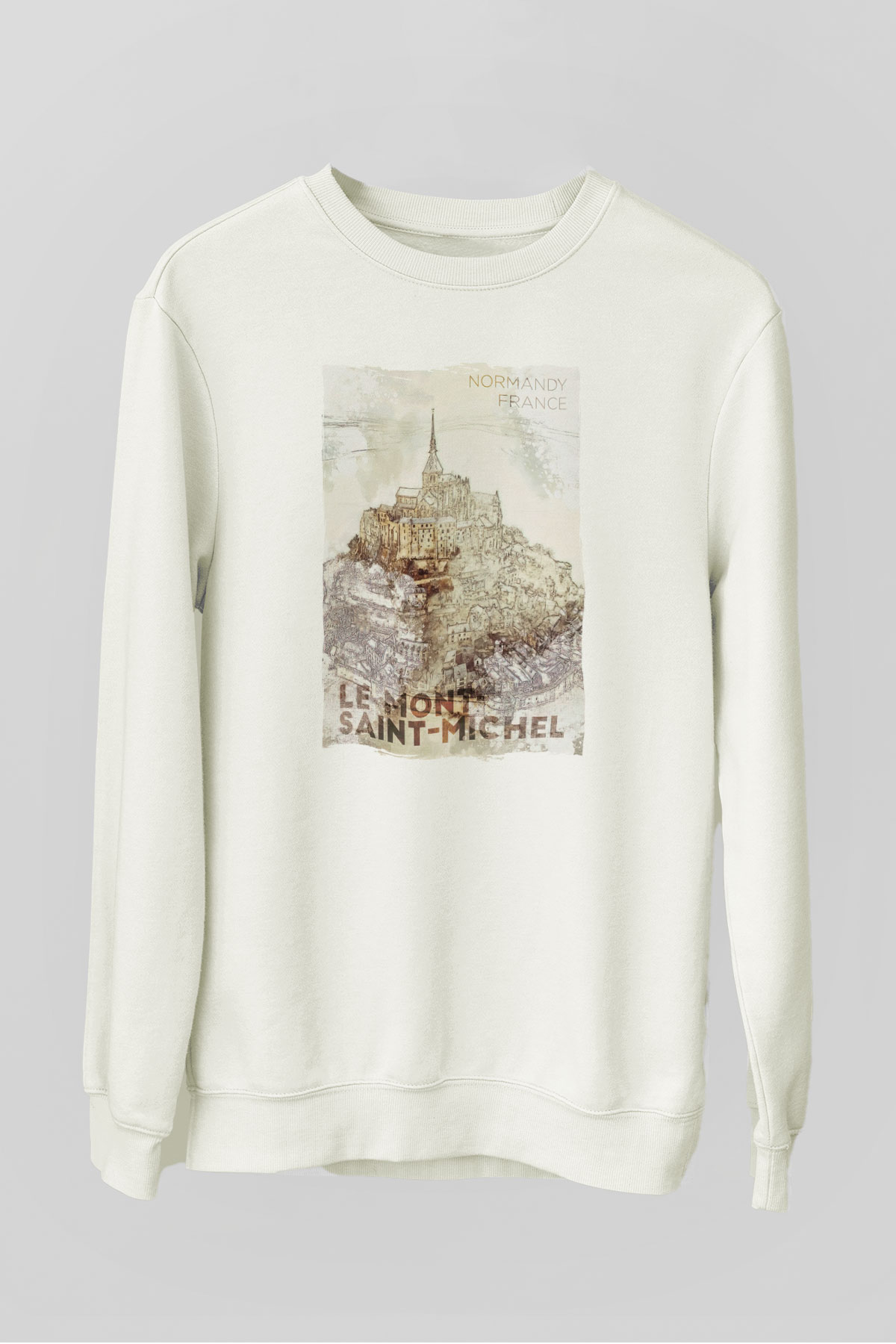 Mont Saint-Michel Beyaz Unisex Sweatshirt