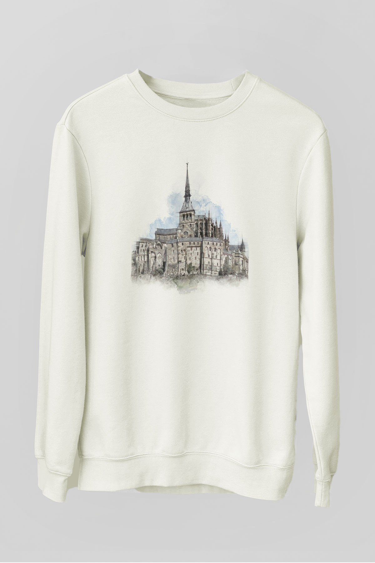 Mont Saint-Michel Beyaz Unisex Sweatshirt