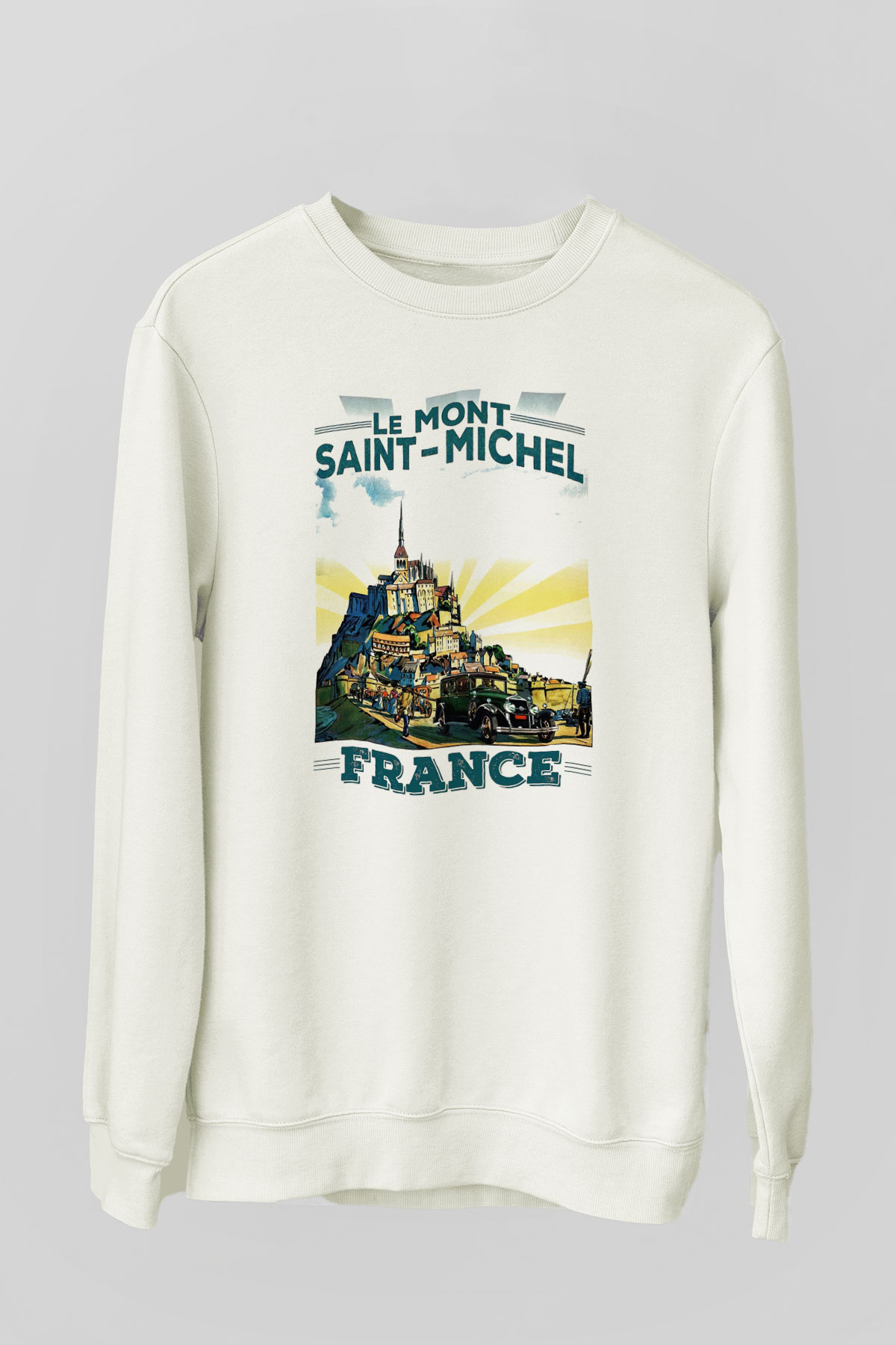Mont Saint-Michel Beyaz Unisex Sweatshirt