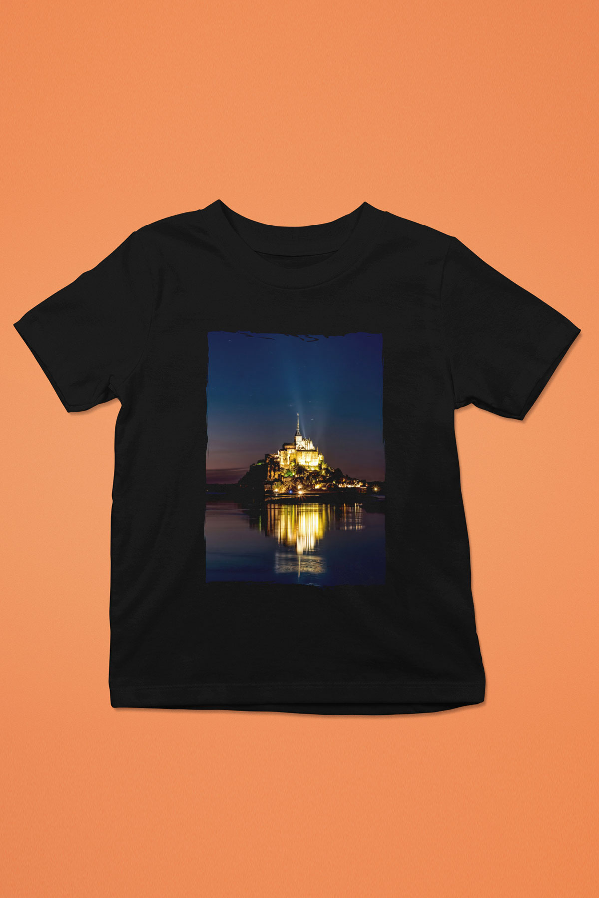 Mont Saint-Michel Siyah Unisex Çocuk Tişört