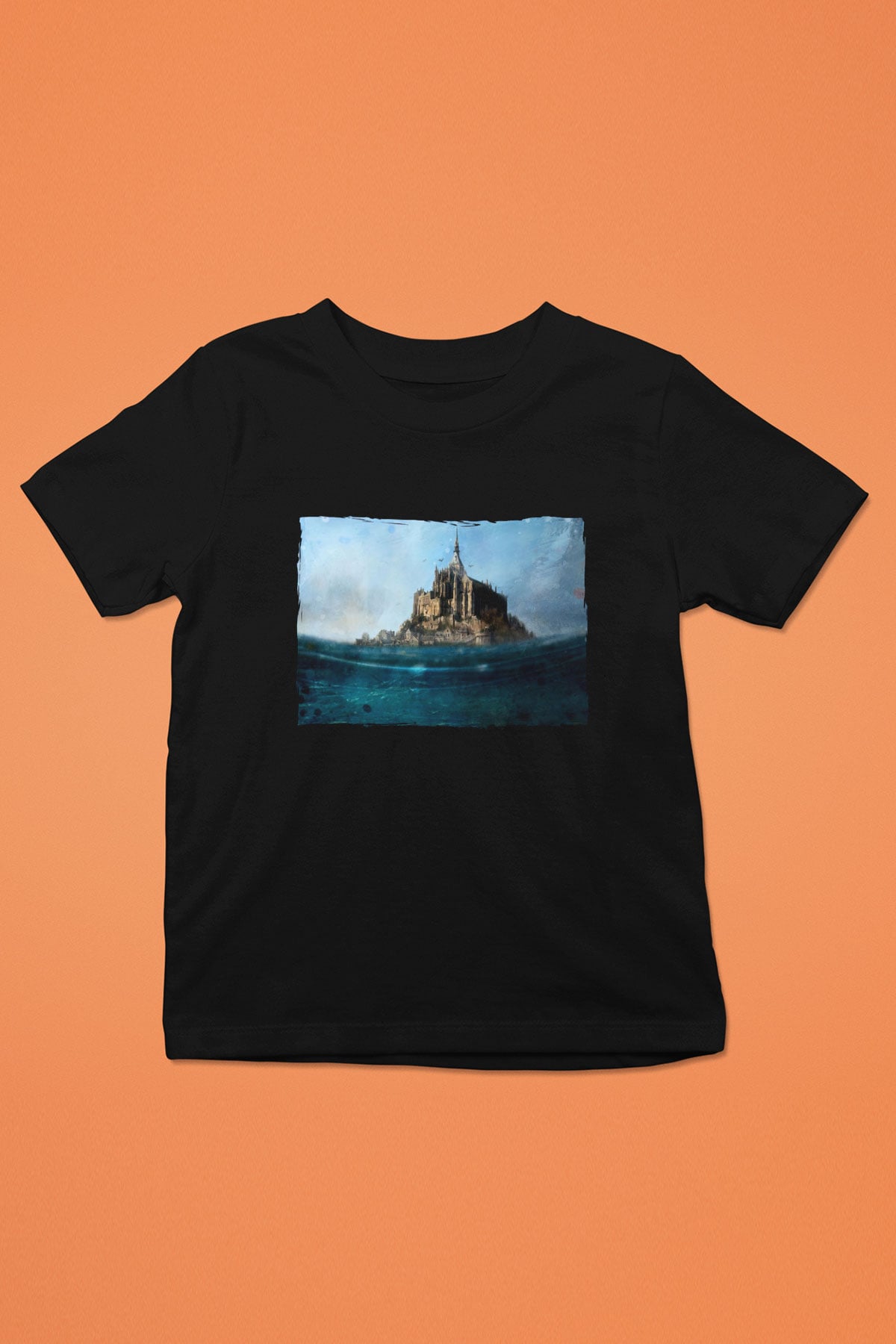 Mont Saint-Michel Siyah Unisex Çocuk Tişört