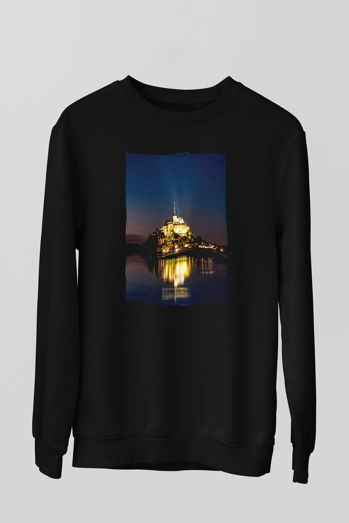 Mont Saint-Michel Siyah Unisex Sweatshirt