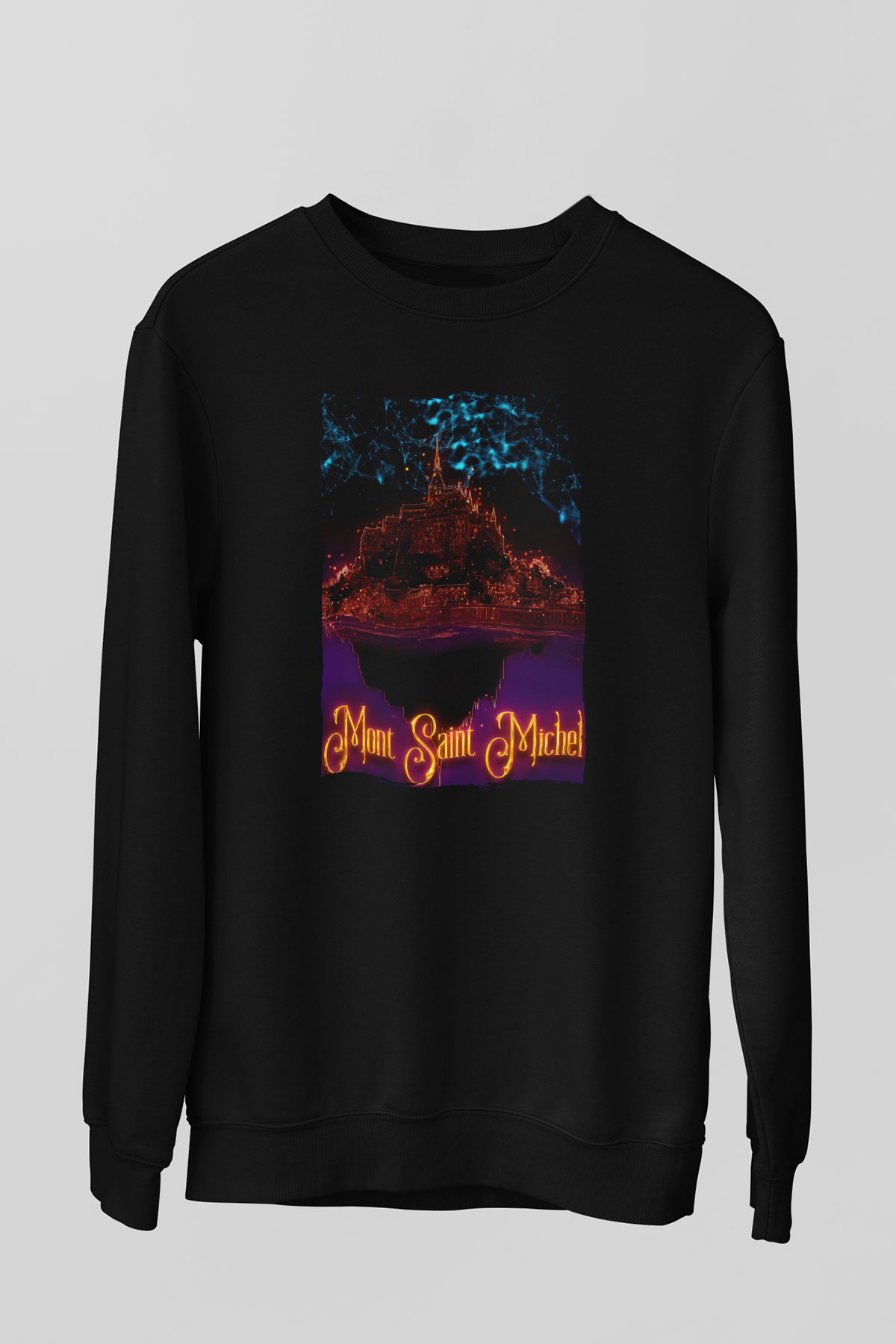Mont Saint-Michel Siyah Unisex Sweatshirt