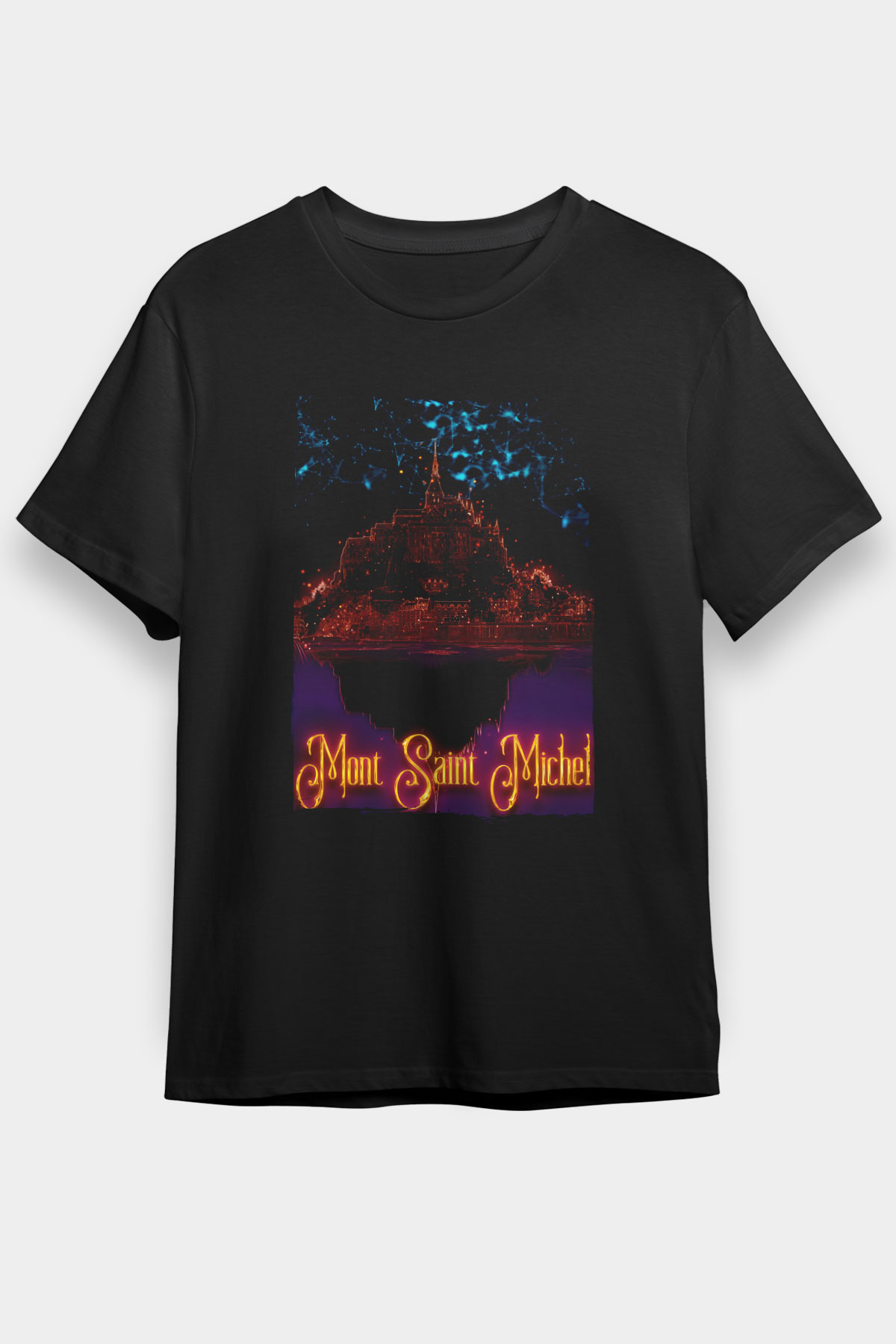 Mont Saint-Michel Siyah Unisex Tişört T-Shirt - TişörtFabrikası