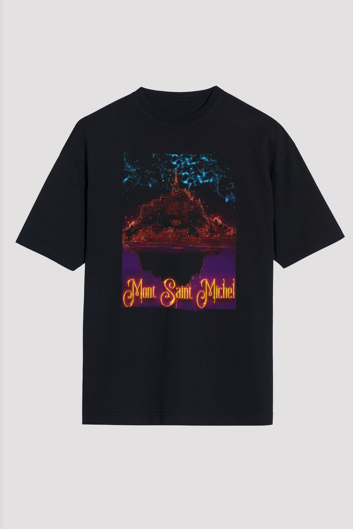 Mont Saint-Michel Siyah Unisex Tişört T-Shirt - TişörtFabrikası