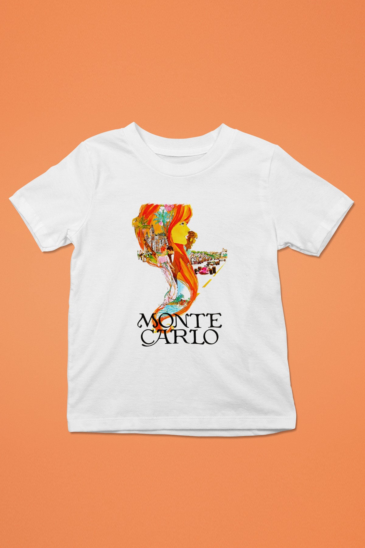 Monte Carlo Baskılı Beyaz Unisex Çocuk Tişört