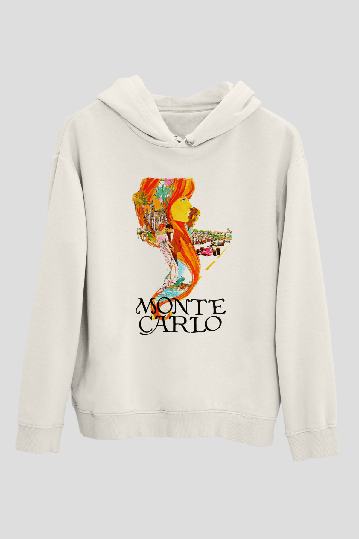 Monte Carlo Beyaz Unisex Kapşonlu Sweatshirt