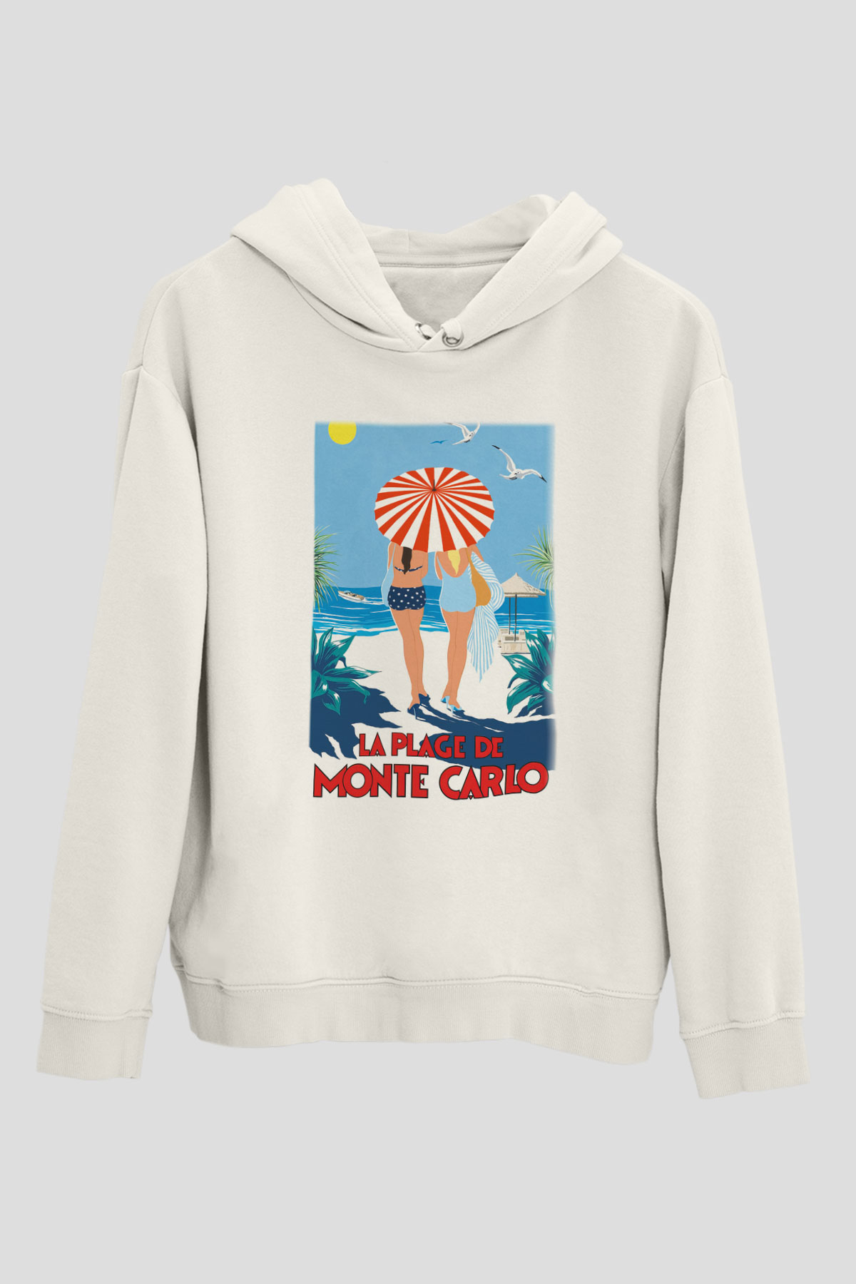 Monte Carlo Beyaz Unisex Kapşonlu Sweatshirt