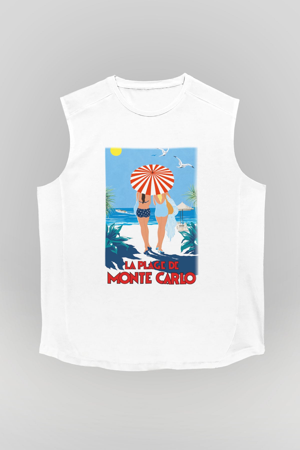 Monte Carlo Beyaz Unisex Kolsuz Tişört