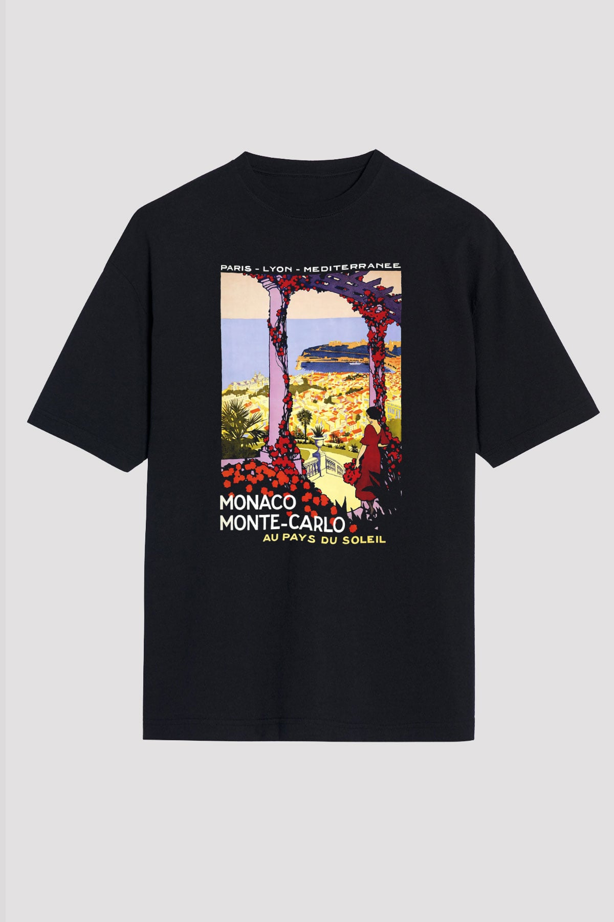 Monte Carlo Siyah Unisex Oversize Tişört T-Shirt