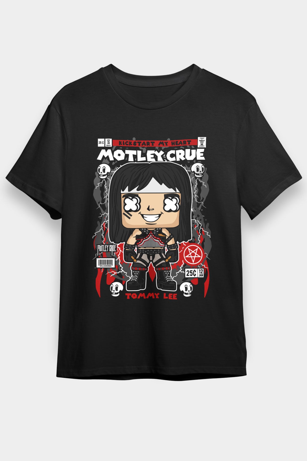 Montley Crue Baskılı Unisex Siyah Tişört
