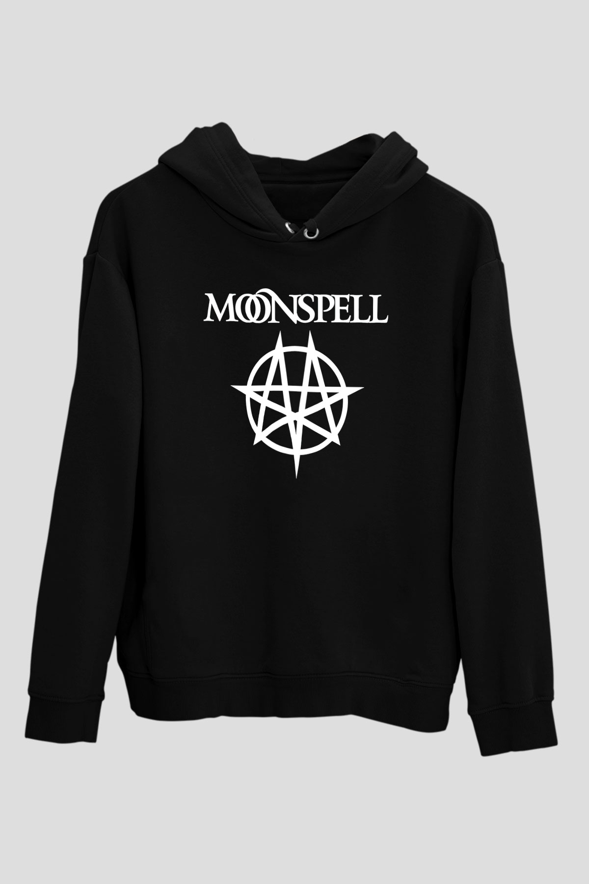 Moonspell Baskılı Unisex Siyah Kapüşonlu Sweatshirt