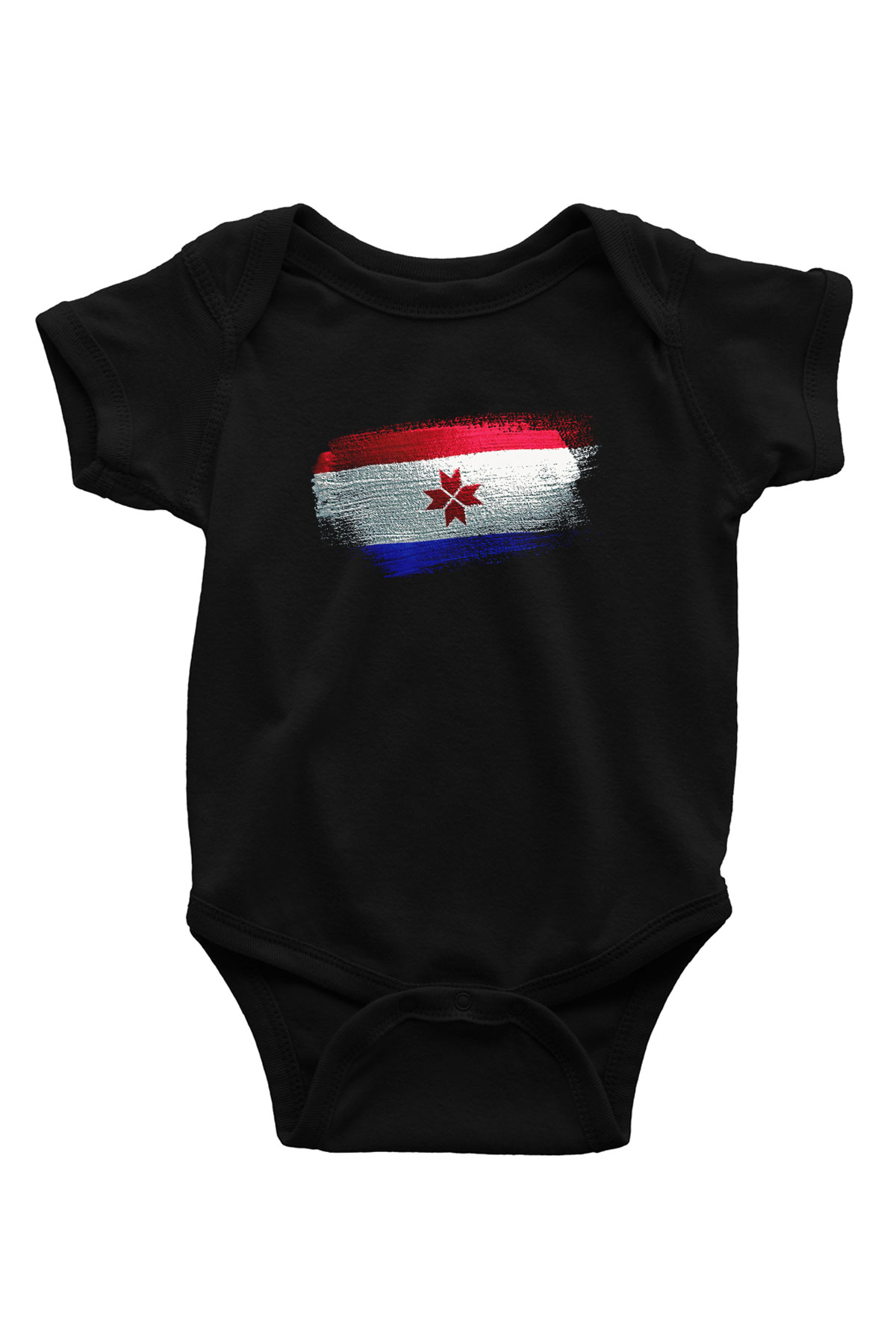 Mordovya - Mordovia Bayrağı Baskılı Unisex Siyah Bebek Body - Zıbın