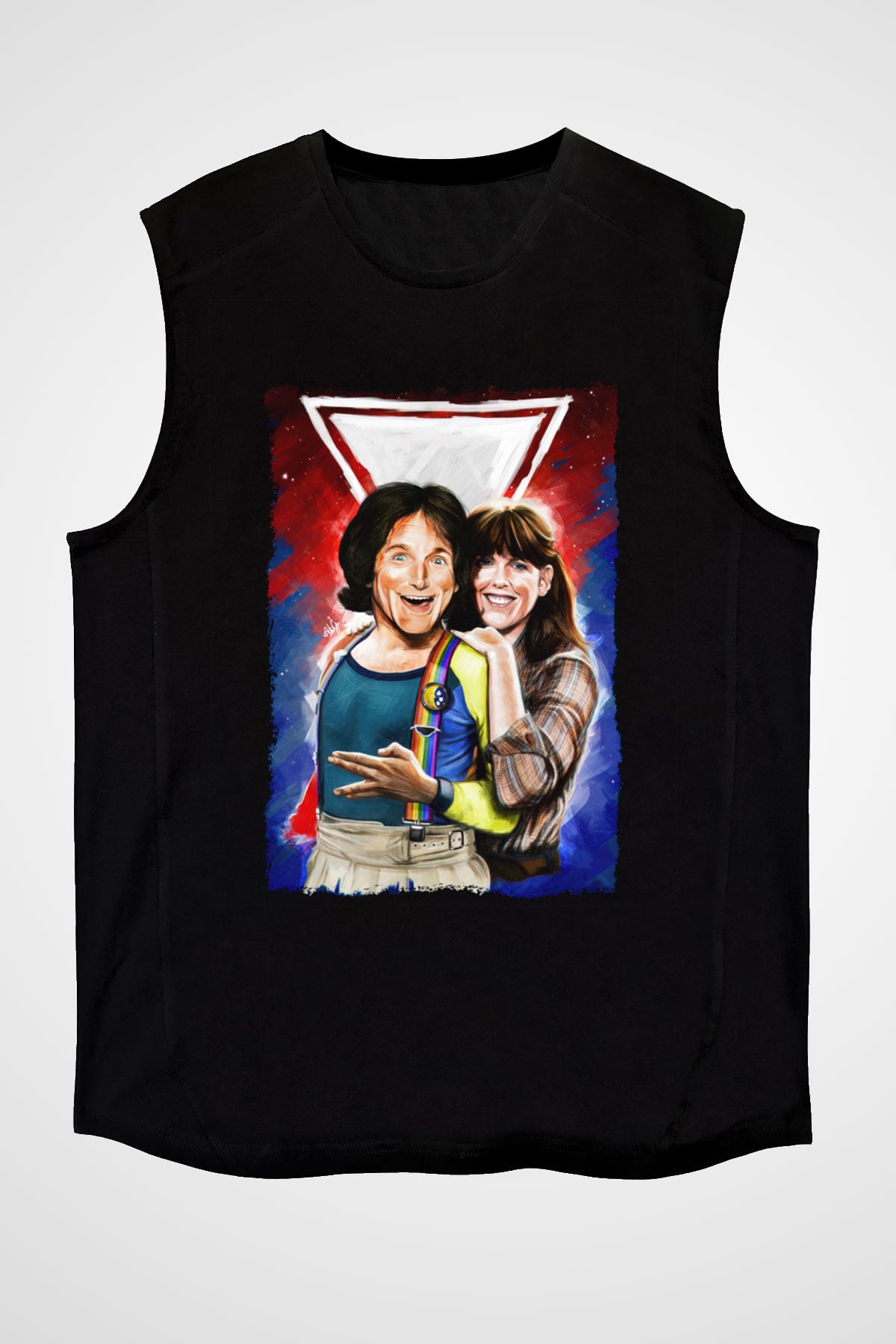 Mork and Mindy Siyah Unisex  Kolsuz Tişört