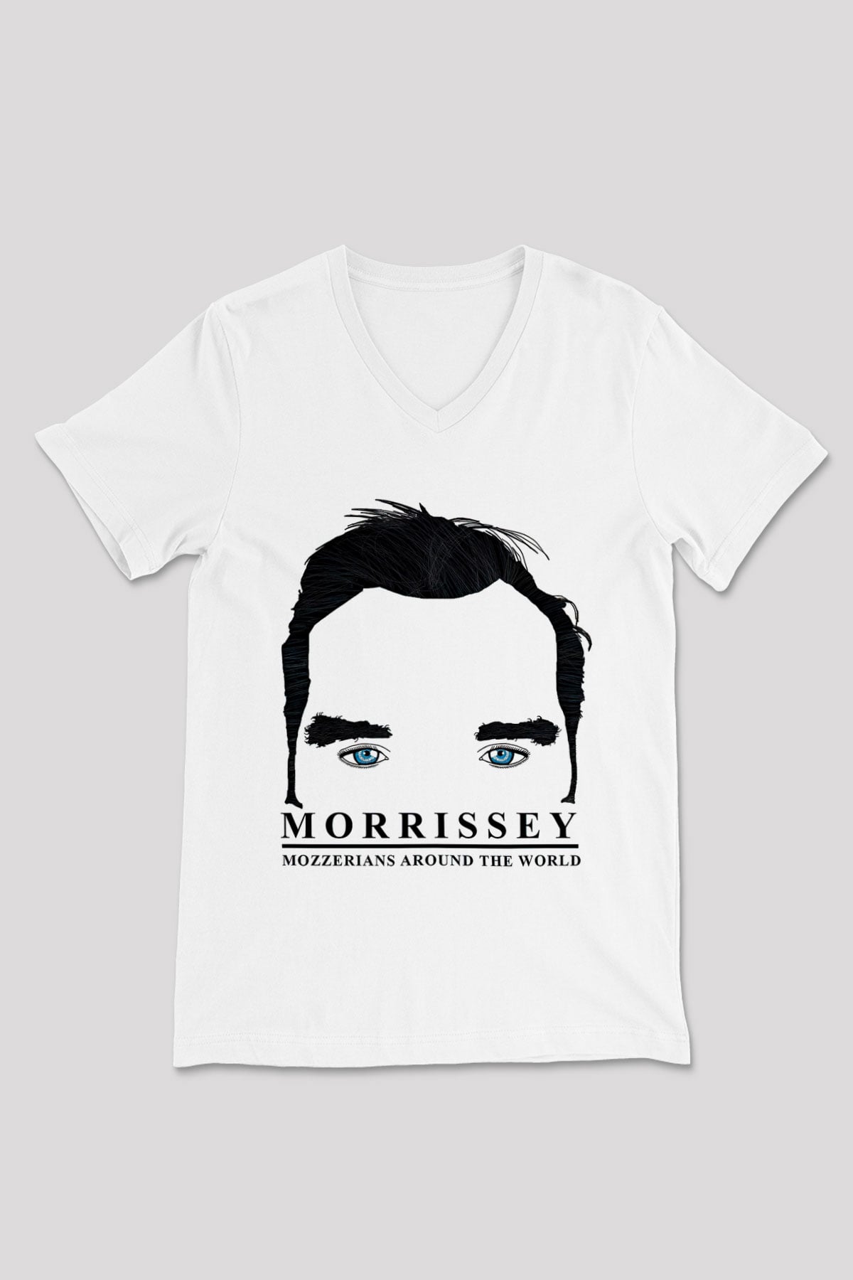 Morrissey Baskılı Beyaz Unisex V Yaka Tişört - Tshirt