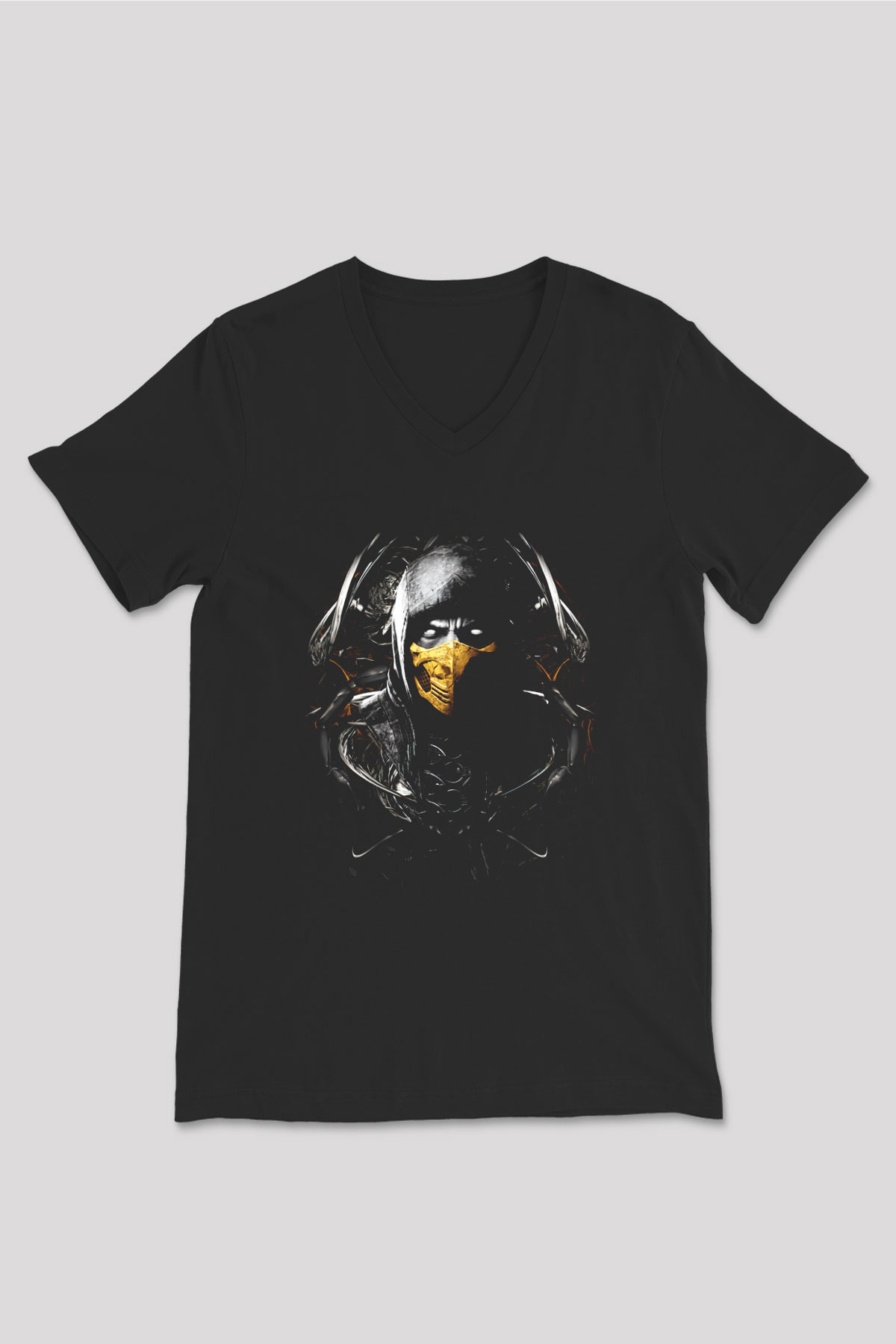 Mortal Kombat Siyah Unisex V Yaka Tişört T-Shirt