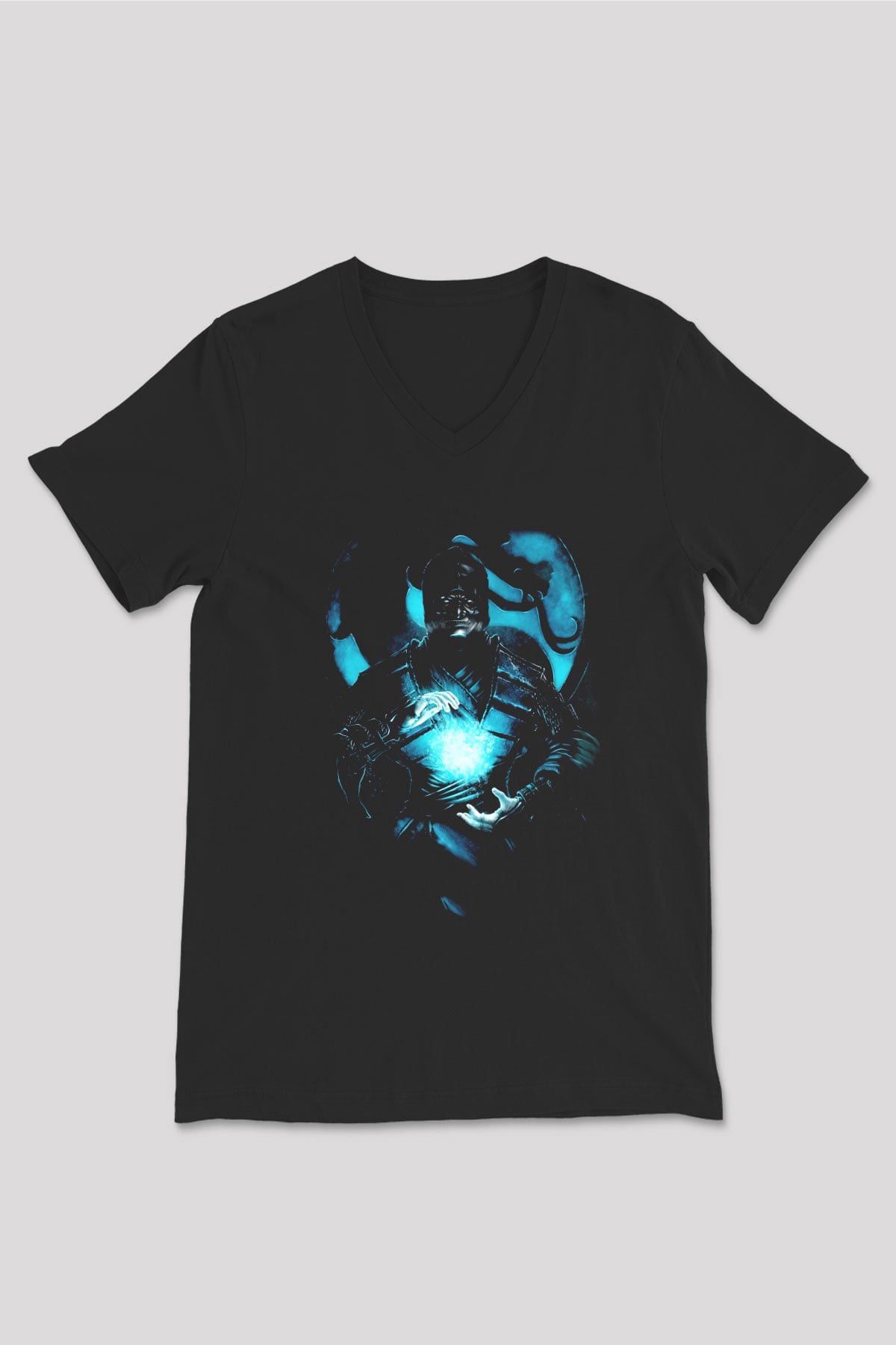 Mortal Kombat Siyah Unisex V Yaka Tişört T-Shirt