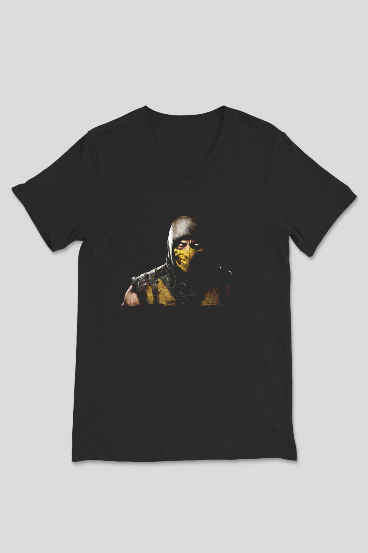 Mortal Kombat Siyah Unisex V Yaka Tişört
