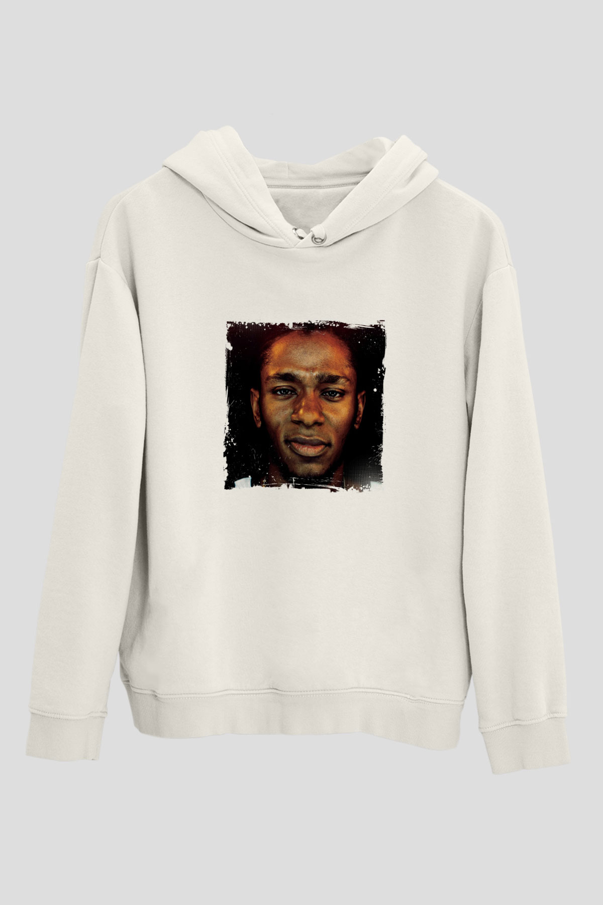 Mos Def Baskılı Unisex Beyaz Kapüşonlu Sweatshirt