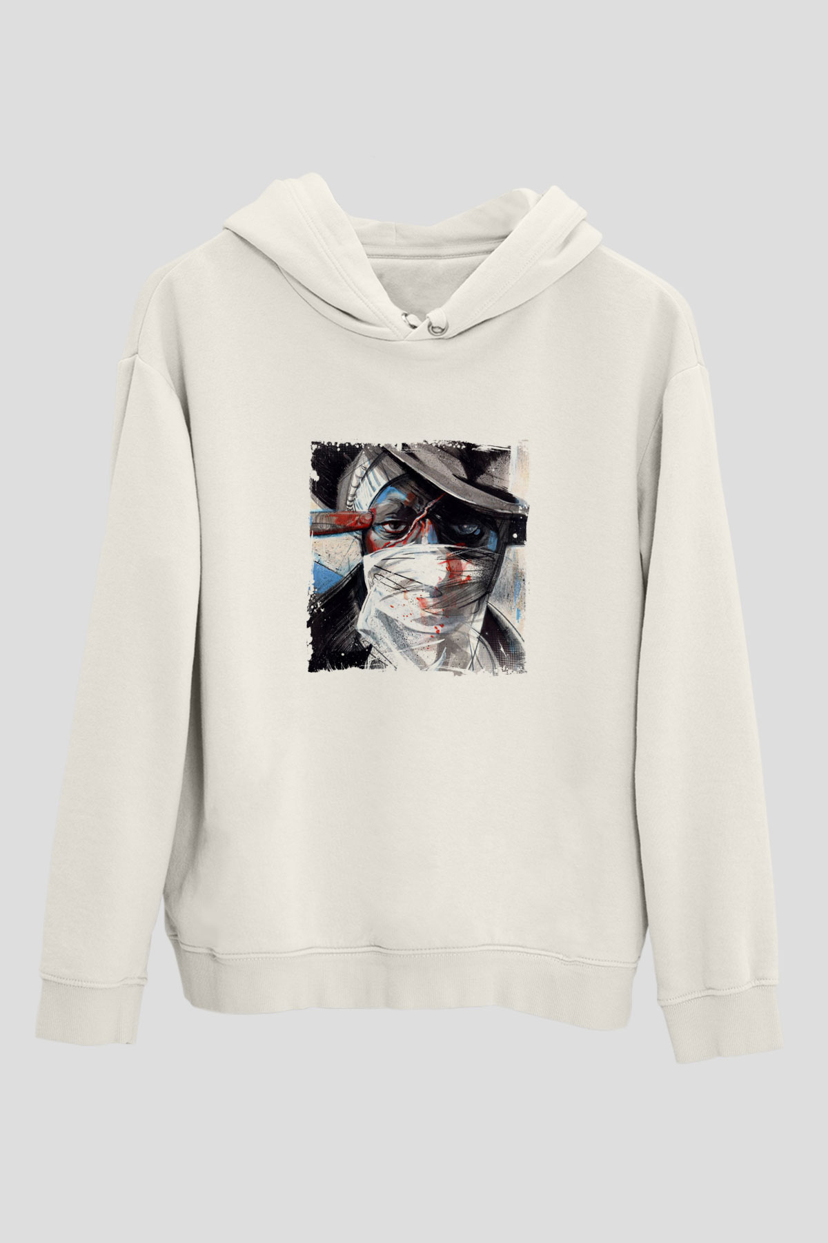Mos Def Baskılı Unisex Beyaz Kapüşonlu Sweatshirt