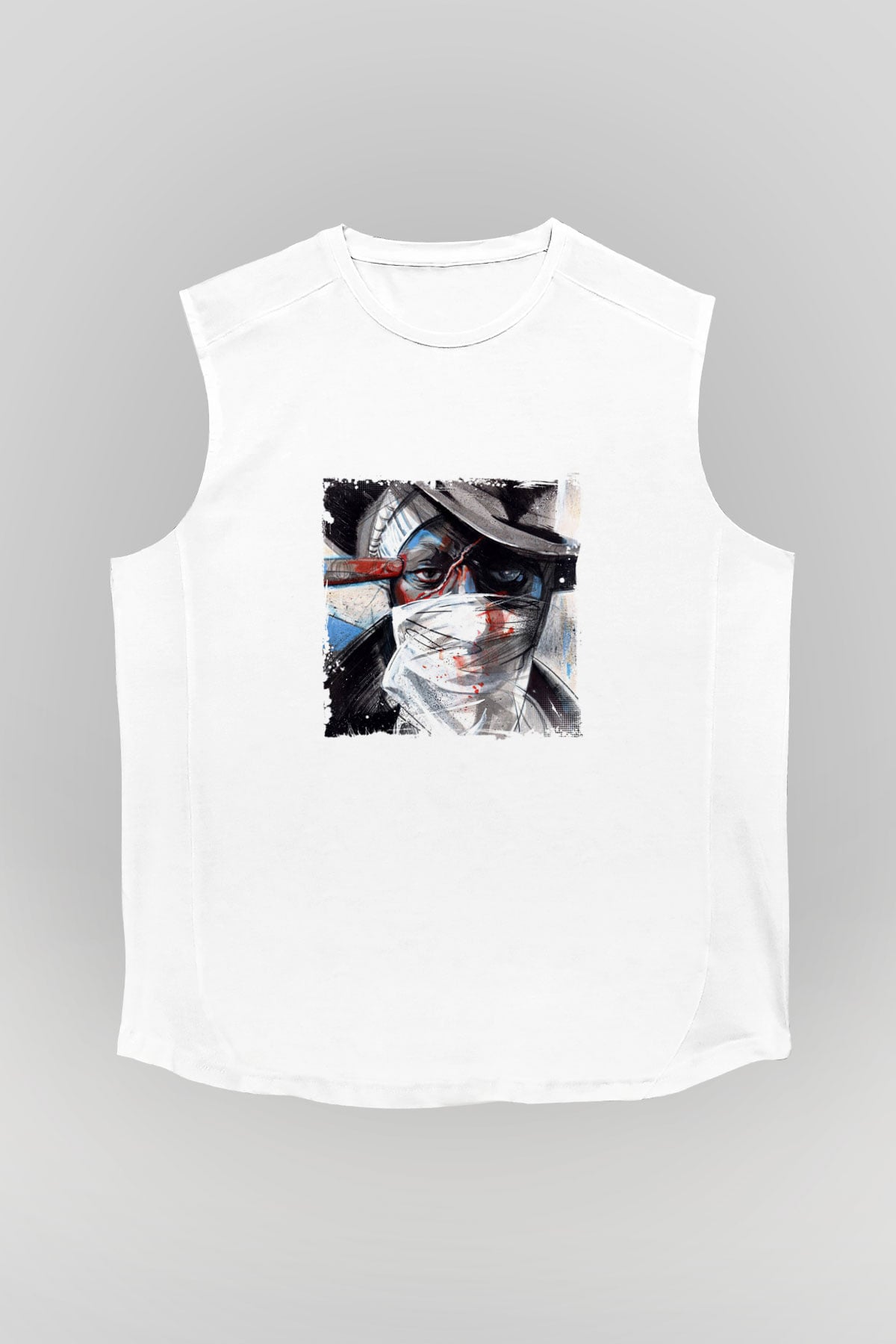Mos Def Baskılı Unisex Beyaz Kolsuz Tişört