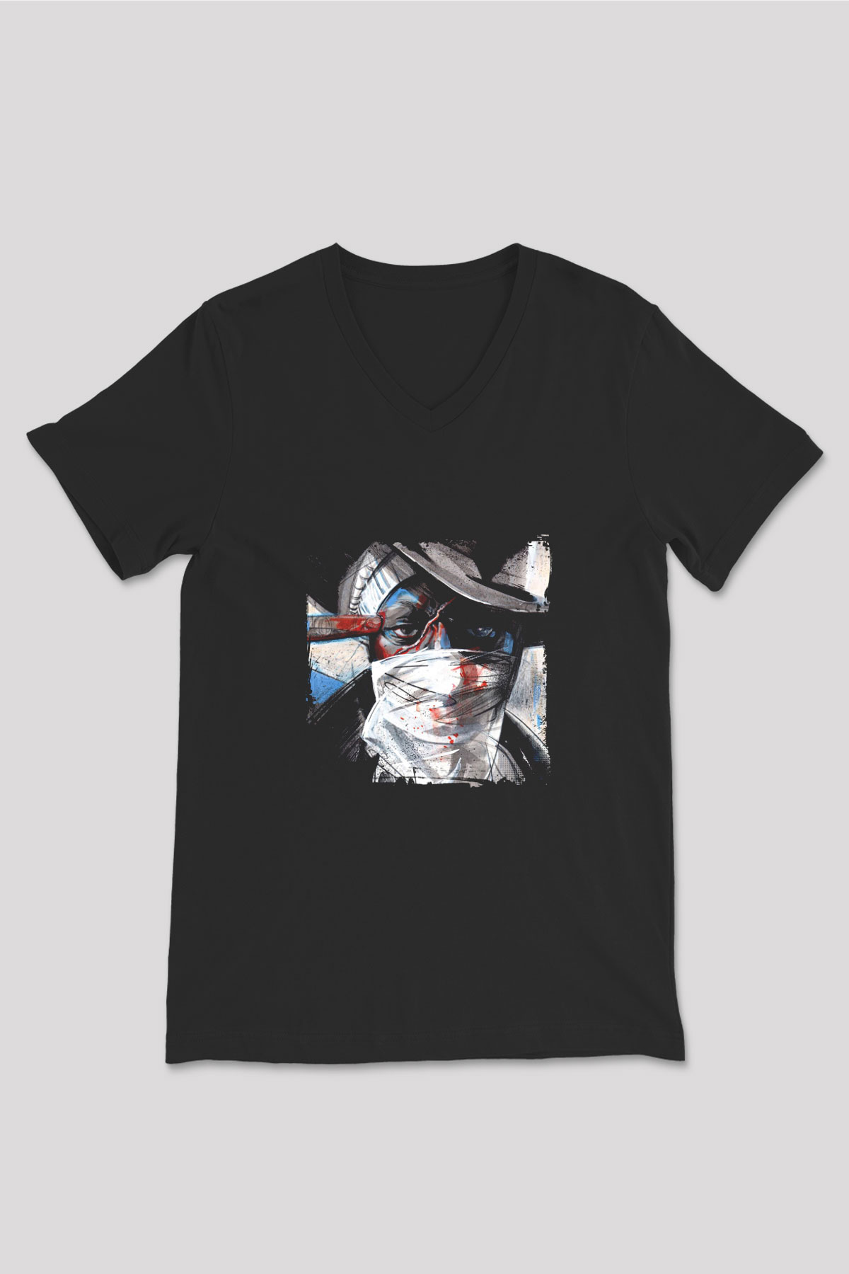 Mos Def Baskılı Unisex Siyah V Yaka Tişört