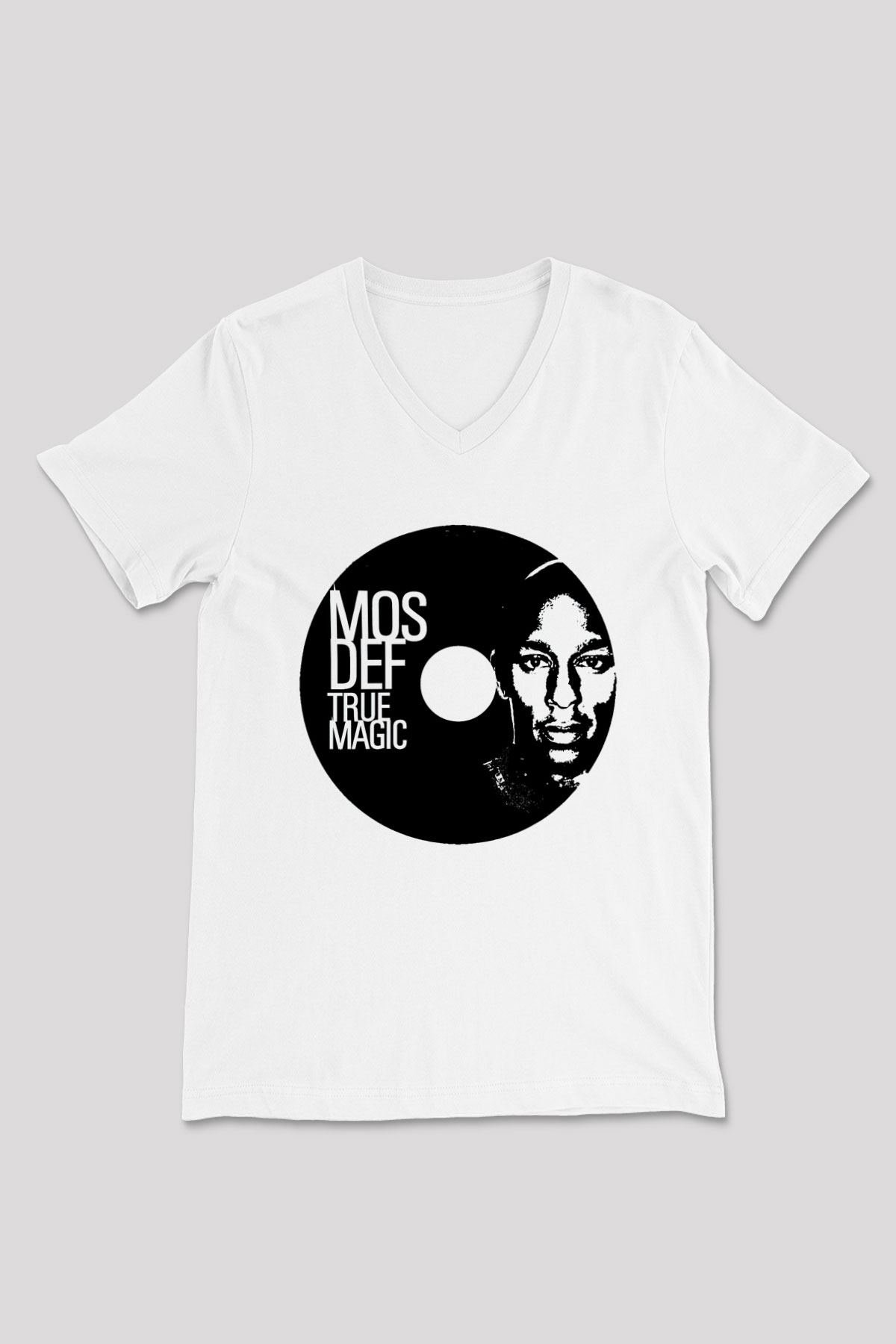 Mos Def Beyaz Unisex V Yaka Tişört T-Shirt